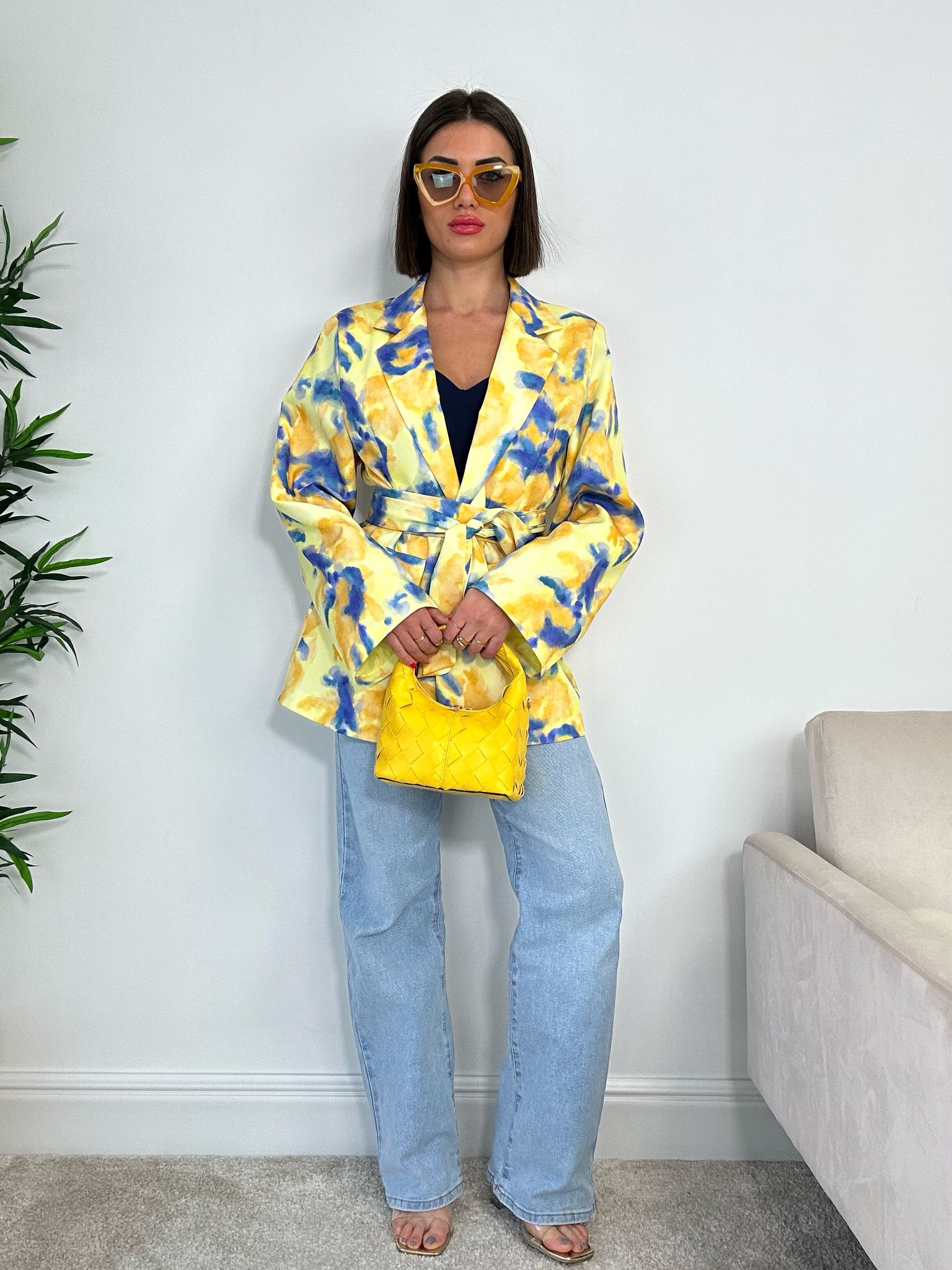 Blazer à motifs abstraits - Jaune et bleu