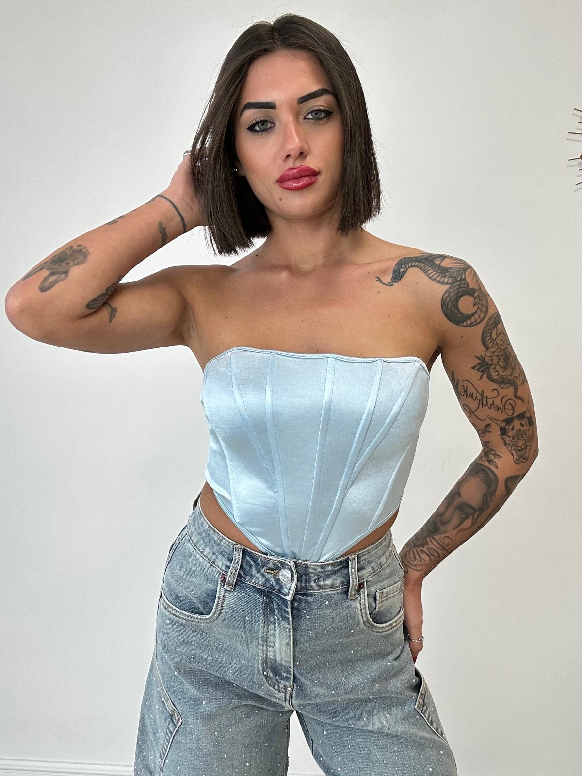 Top Corpetto - Celeste