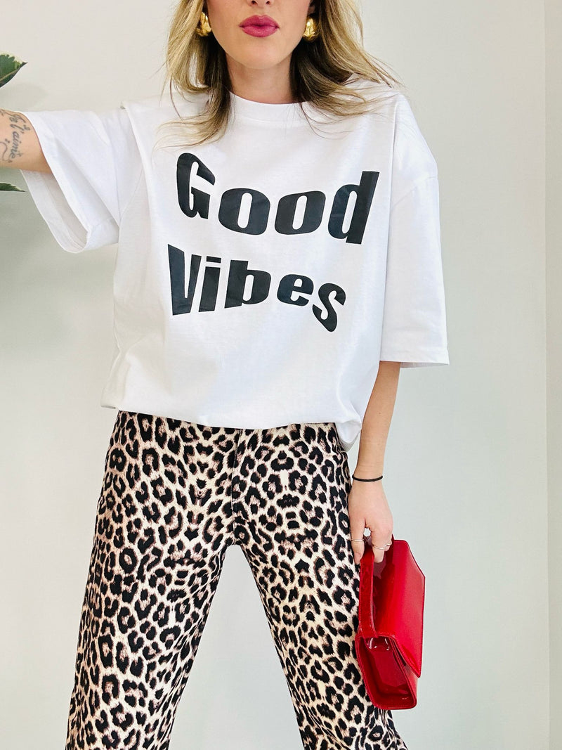 T-shirt Good Vibes - Bianco