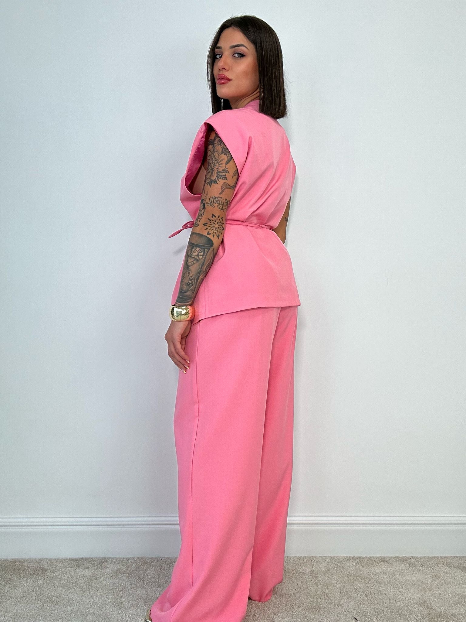 Coordinato Malaga (Giacca Smanicata+ Pantalone) Rosa Scuro