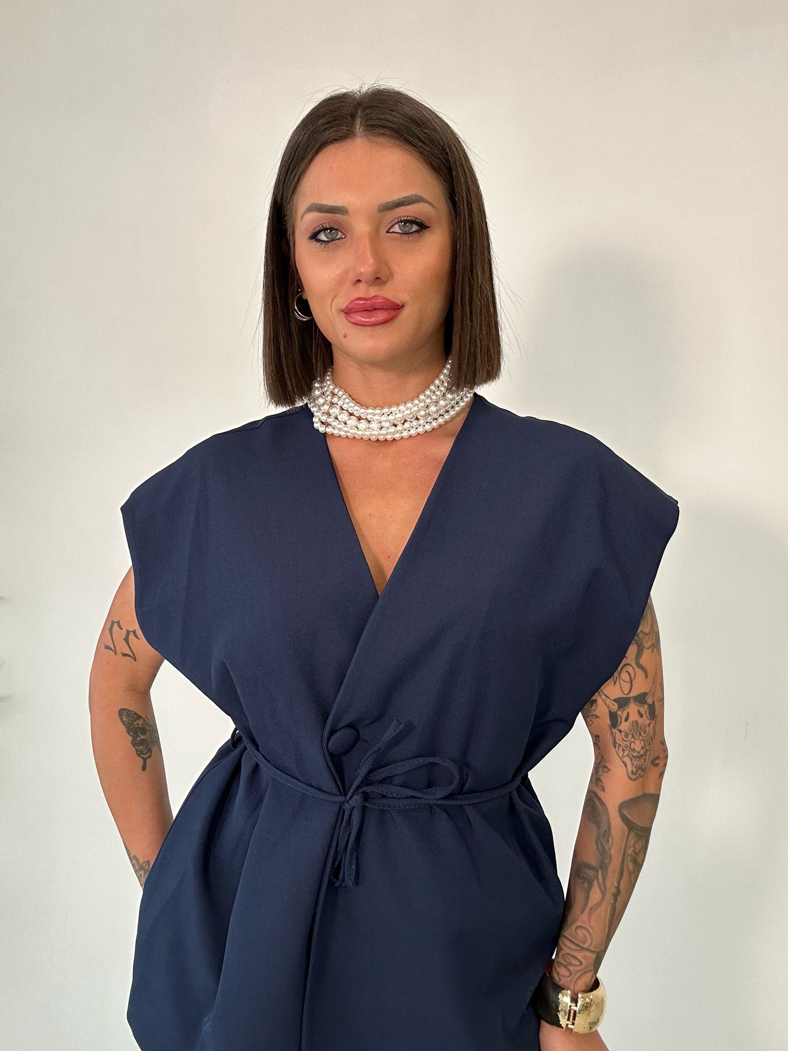 Coordinato Malaga (Giacca Smanicata+ Pantalone) Blu Notte