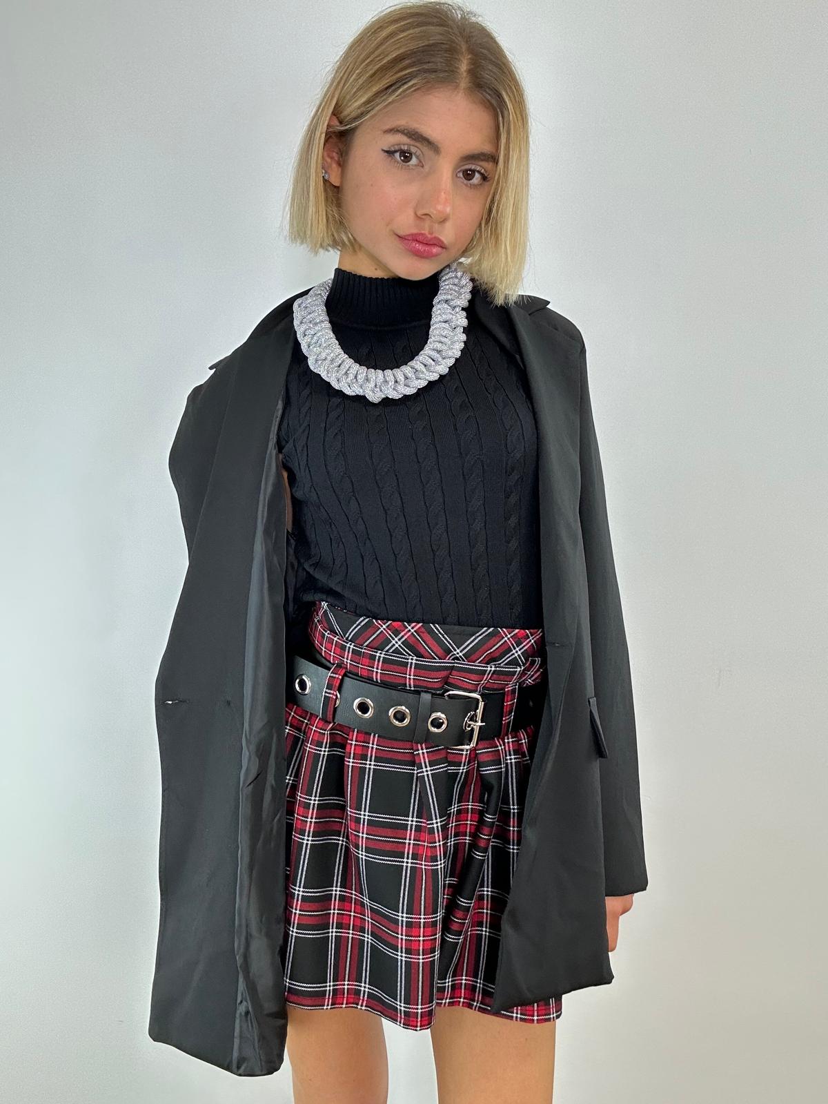 Gonna Tartan G-60121 - Nero e Bordeaux