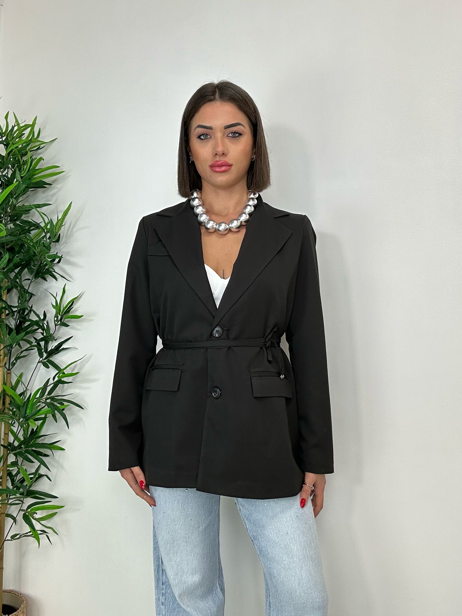 Blazer mit Krawatte - Schwarz