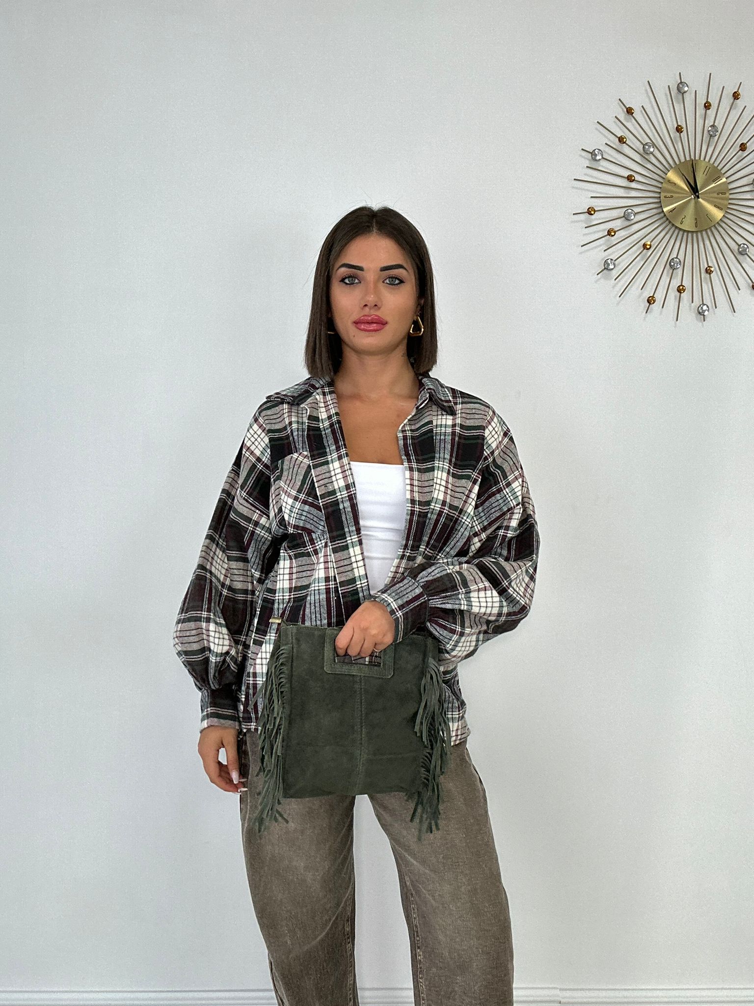Camicia 24616 - Marrone e Verde