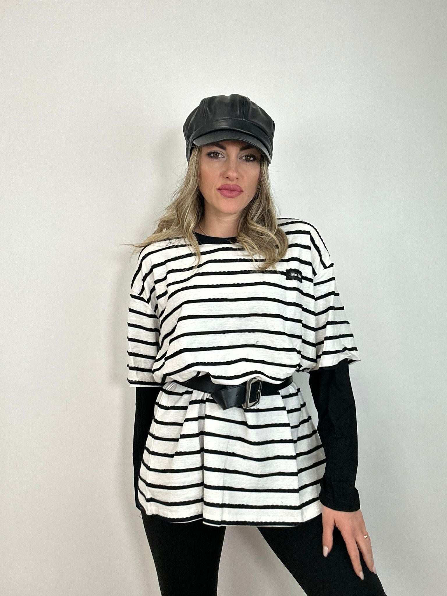 Maglia a righe H7335 - Bianco e Nero