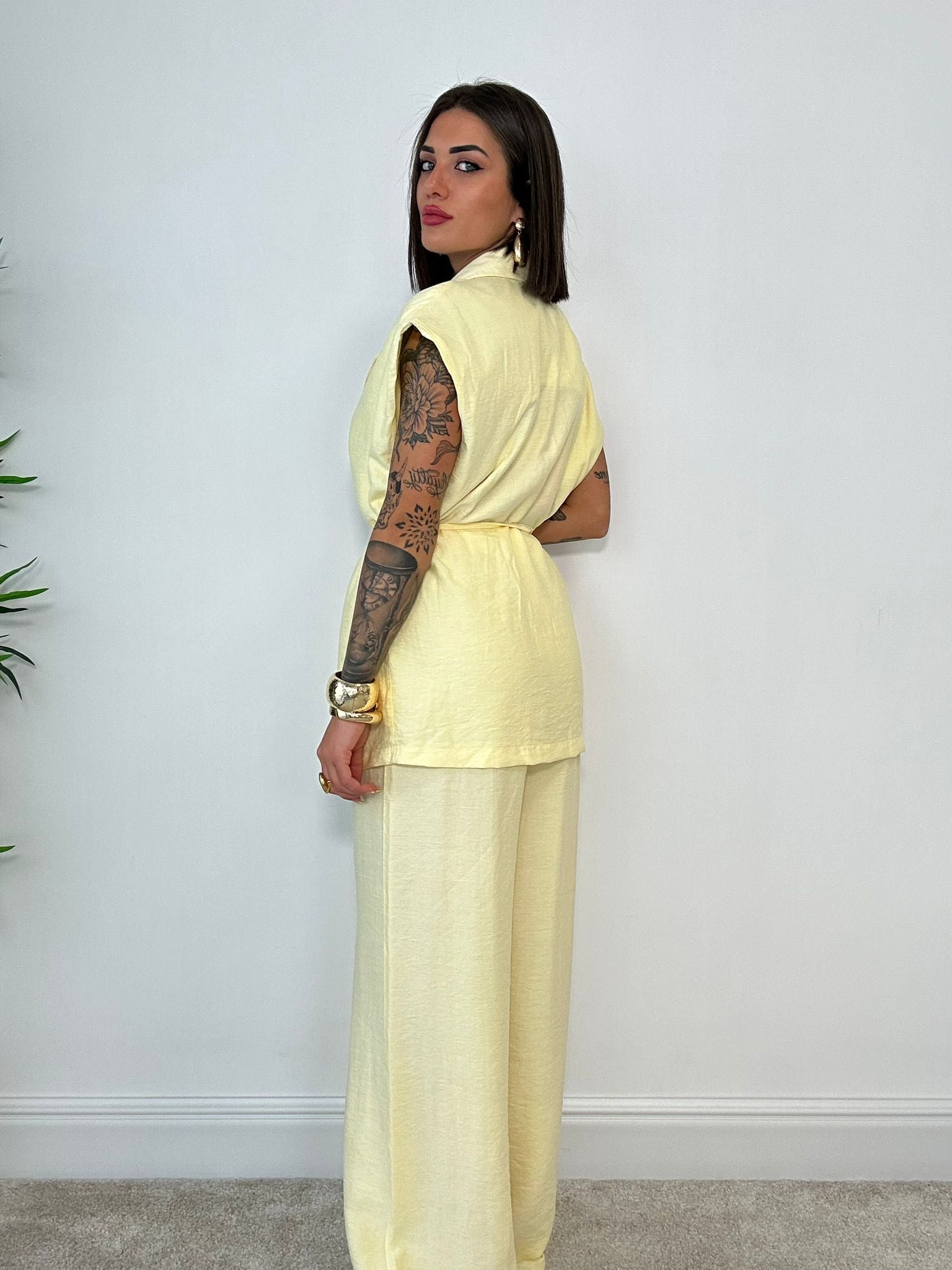 Coordinato Bahamas (Giacca Smanicata + Pantalone) Giallo