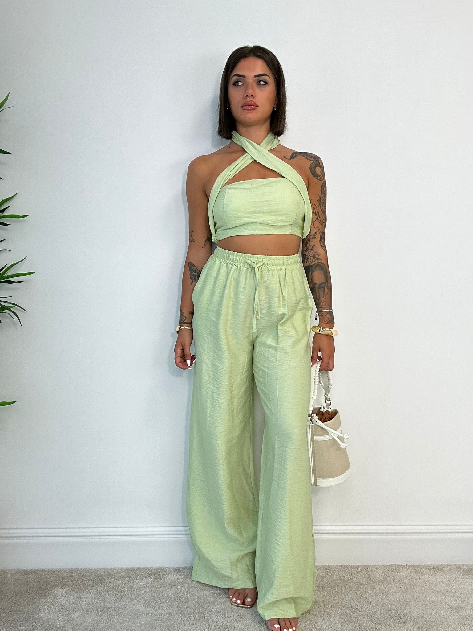 Coordinato Tenerife (Top + Pantalone) Verde Chiaro