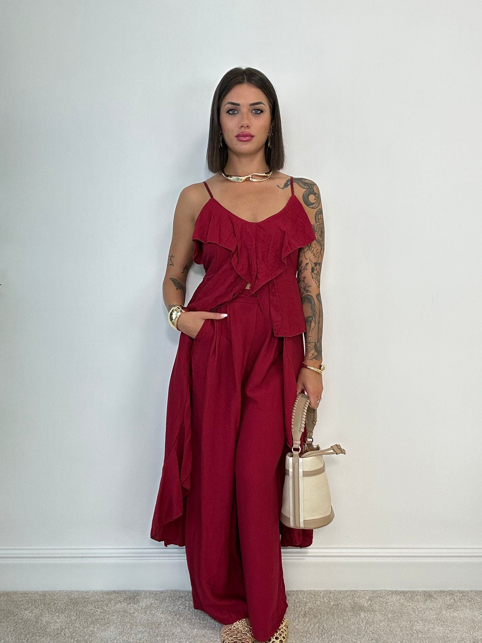 Coordinato Granada (Top Lungo + Pantalone) Rosso