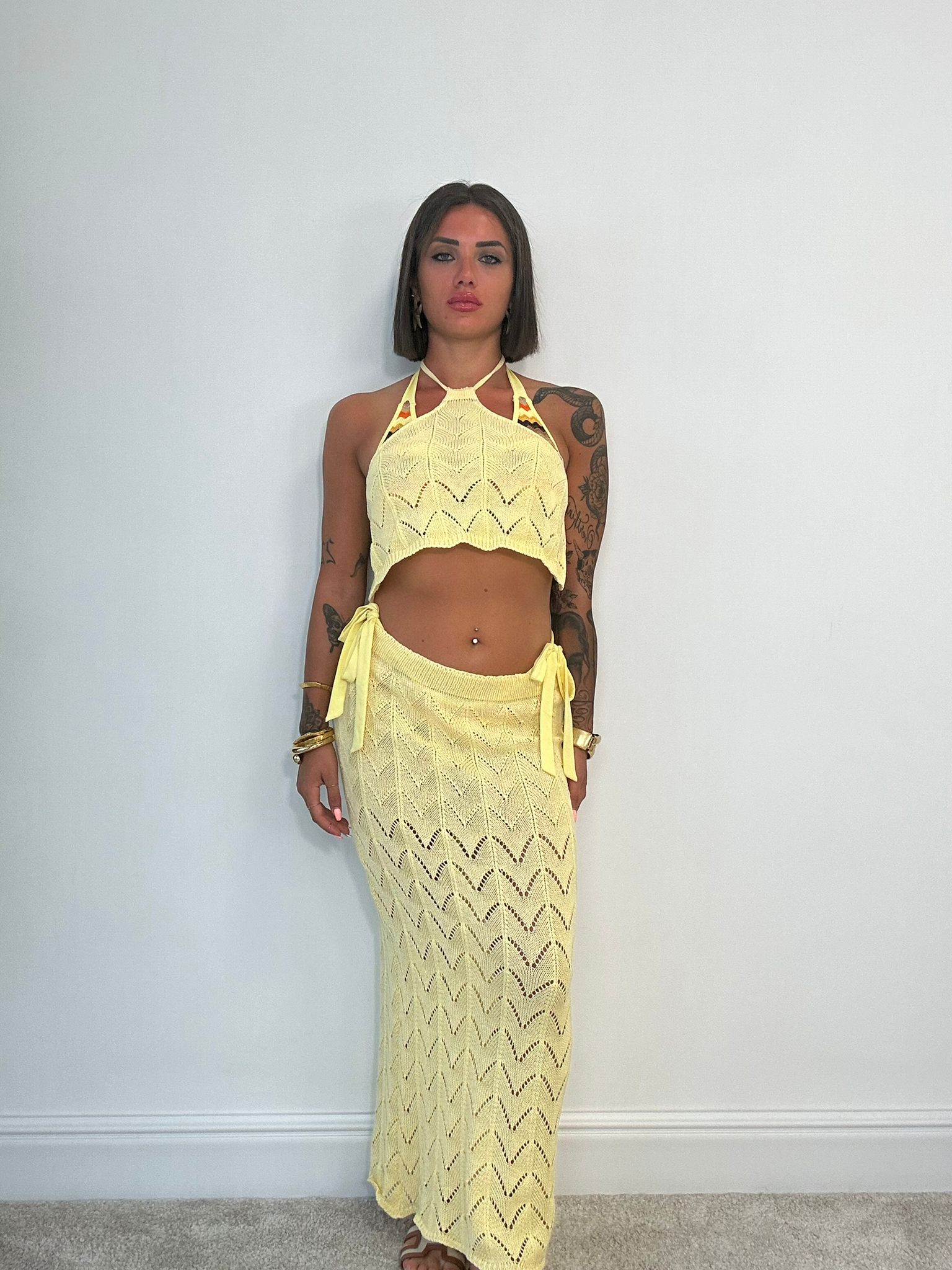 Coordinato Copricostume Ventotene (Top + Gonna) Giallo
