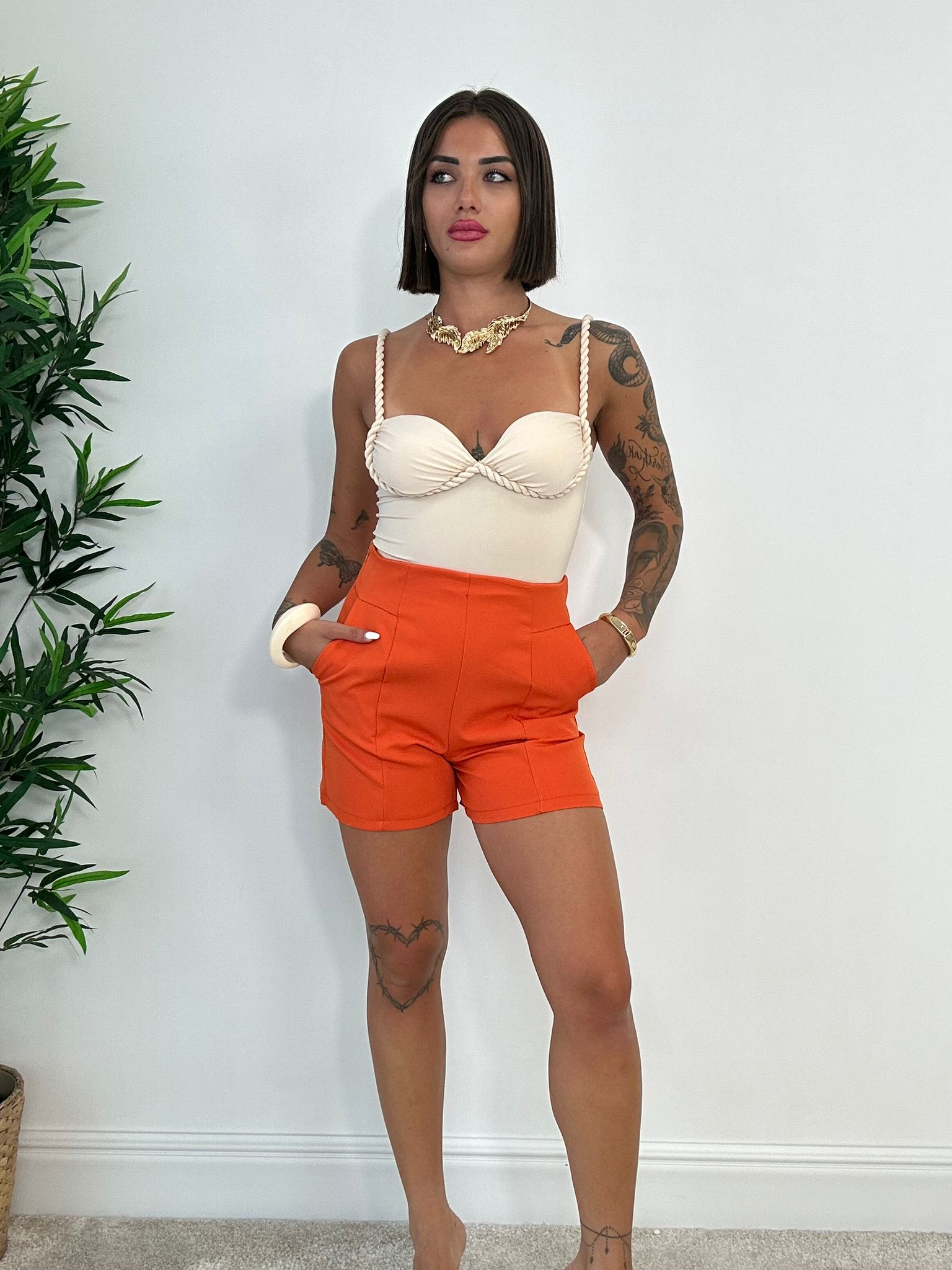 Pantaloncino con cerniera - Arancione