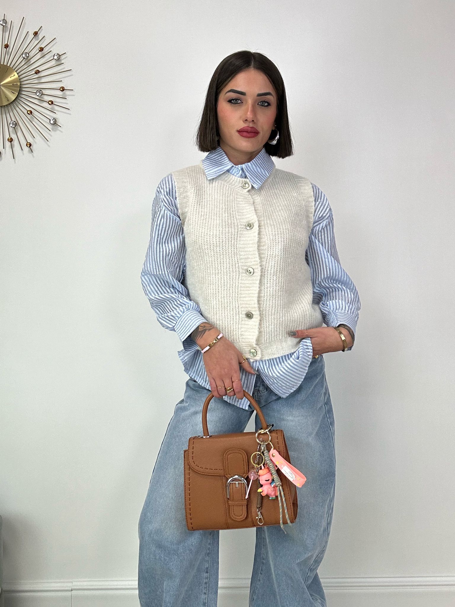 Gilet Smanicato con bottoni - Beige
