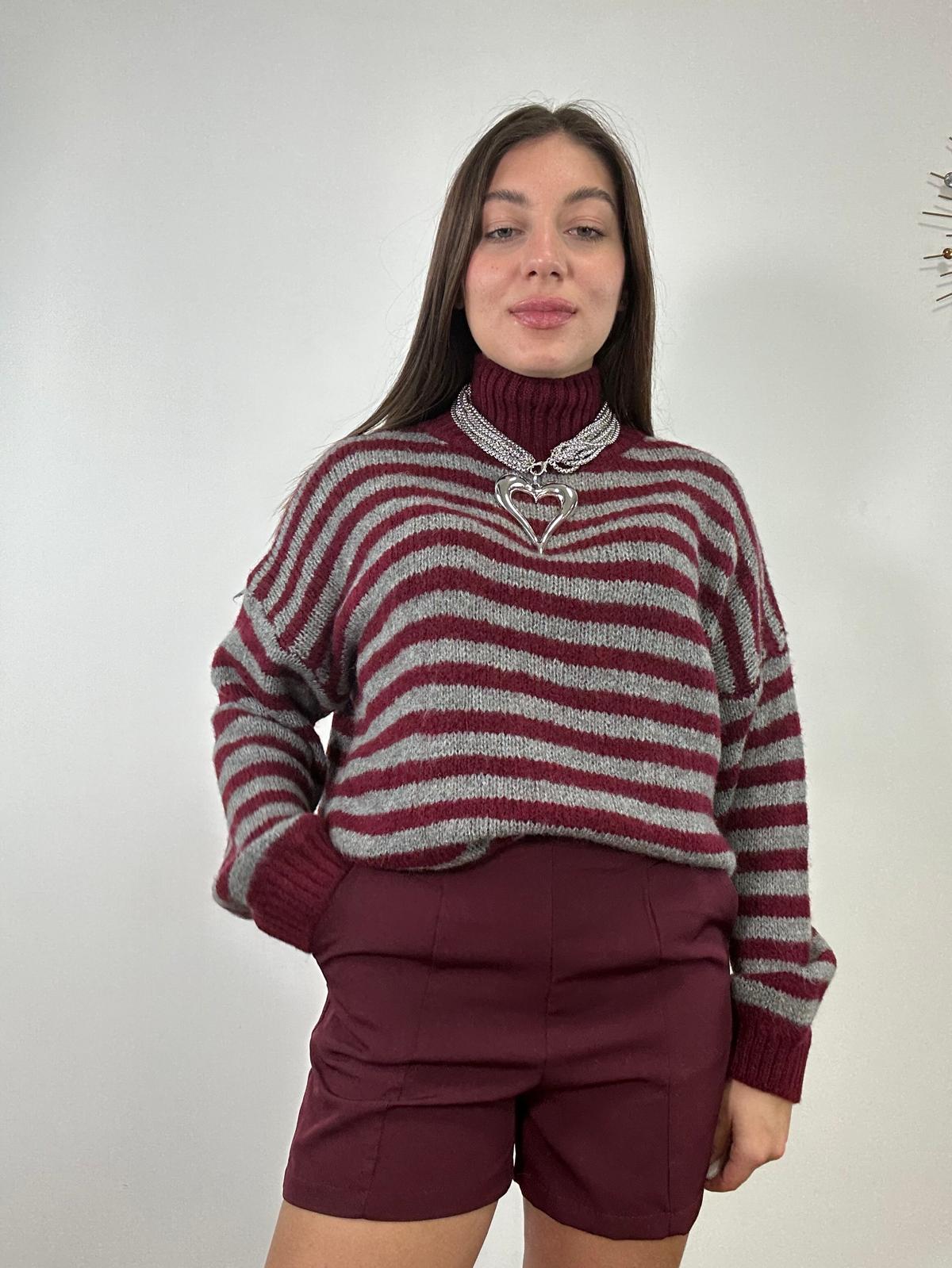 Maglione  - Bordeaux e Grigio