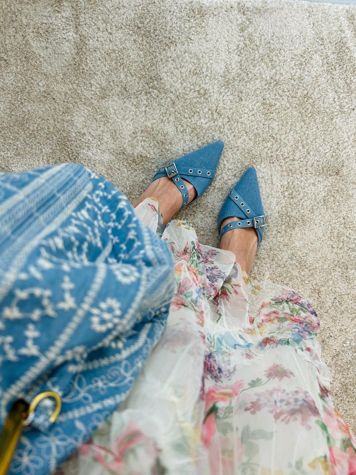 Escarpin à bride arrière - Denim