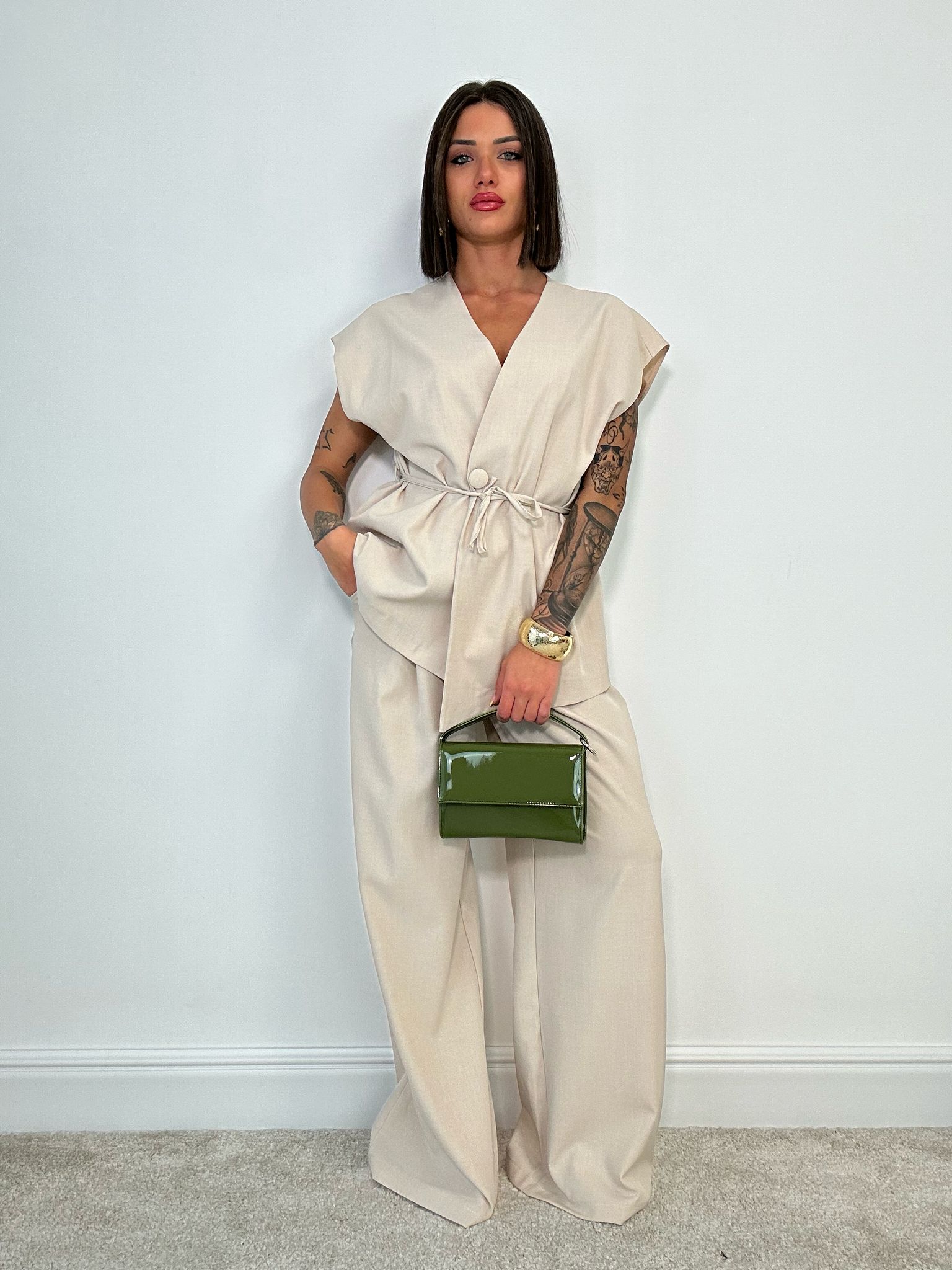 Coordinato Malaga (Giacca Smanicata+ Pantalone) Beige