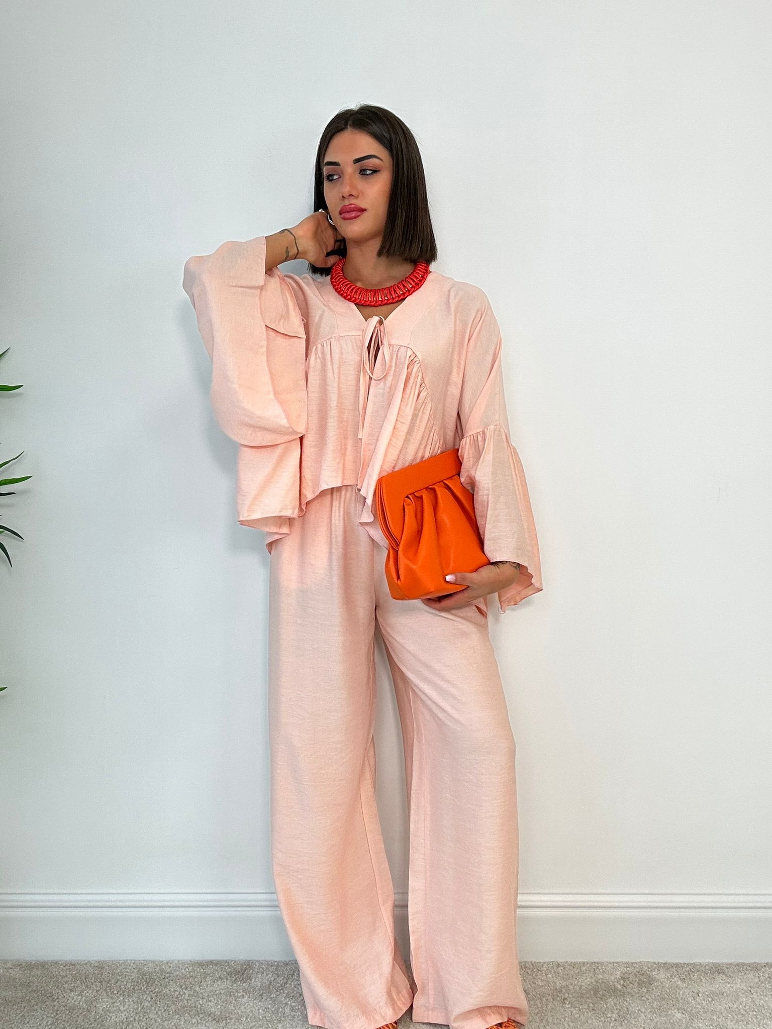 Coordinato Marika (Blusa + Pantalone) Pesca