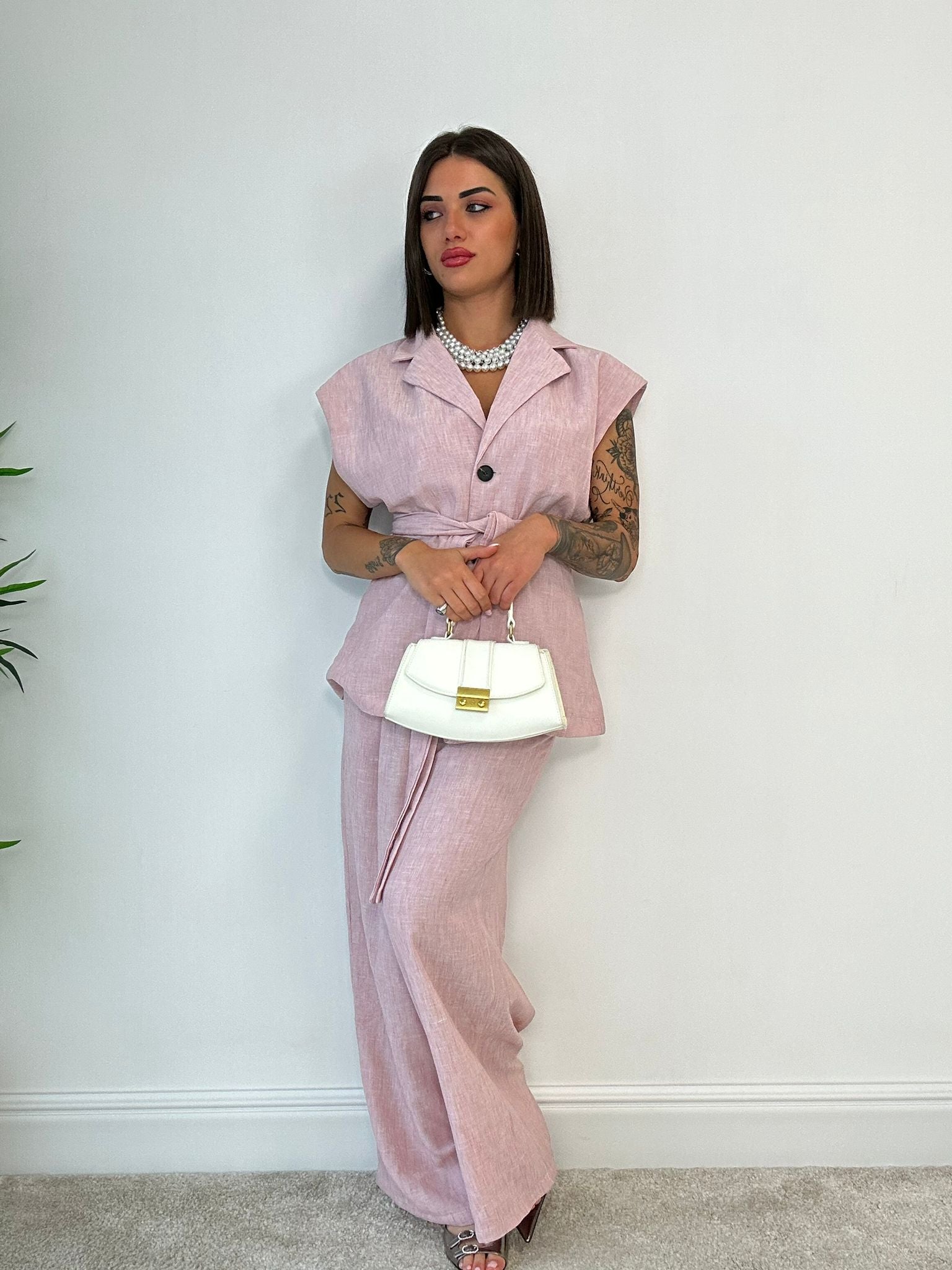 Coordinato Nizza (Blazer Smanicata + Pantalone) Rosa