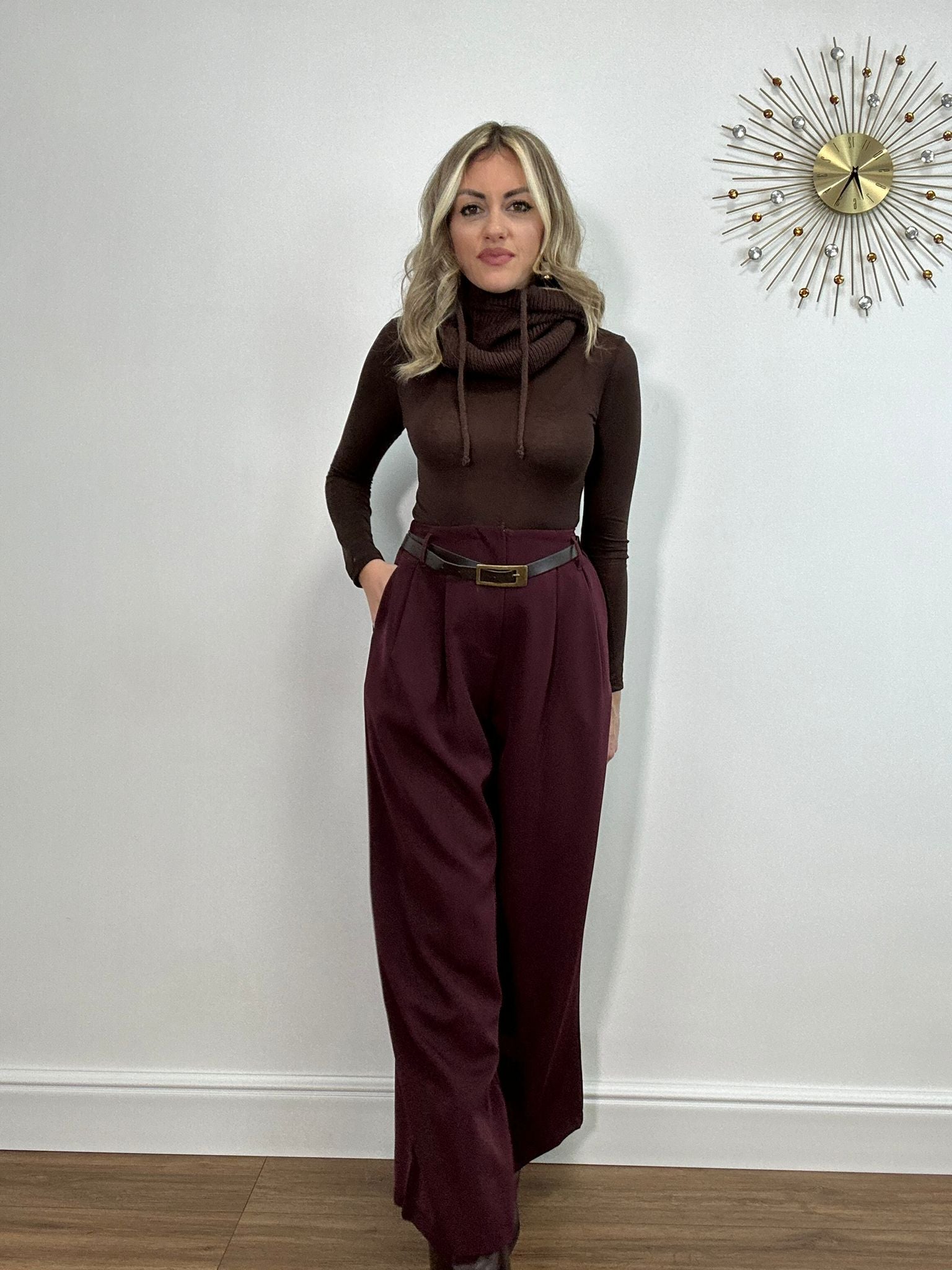 Pantalone 2323 a palazzo  - Bordeaux