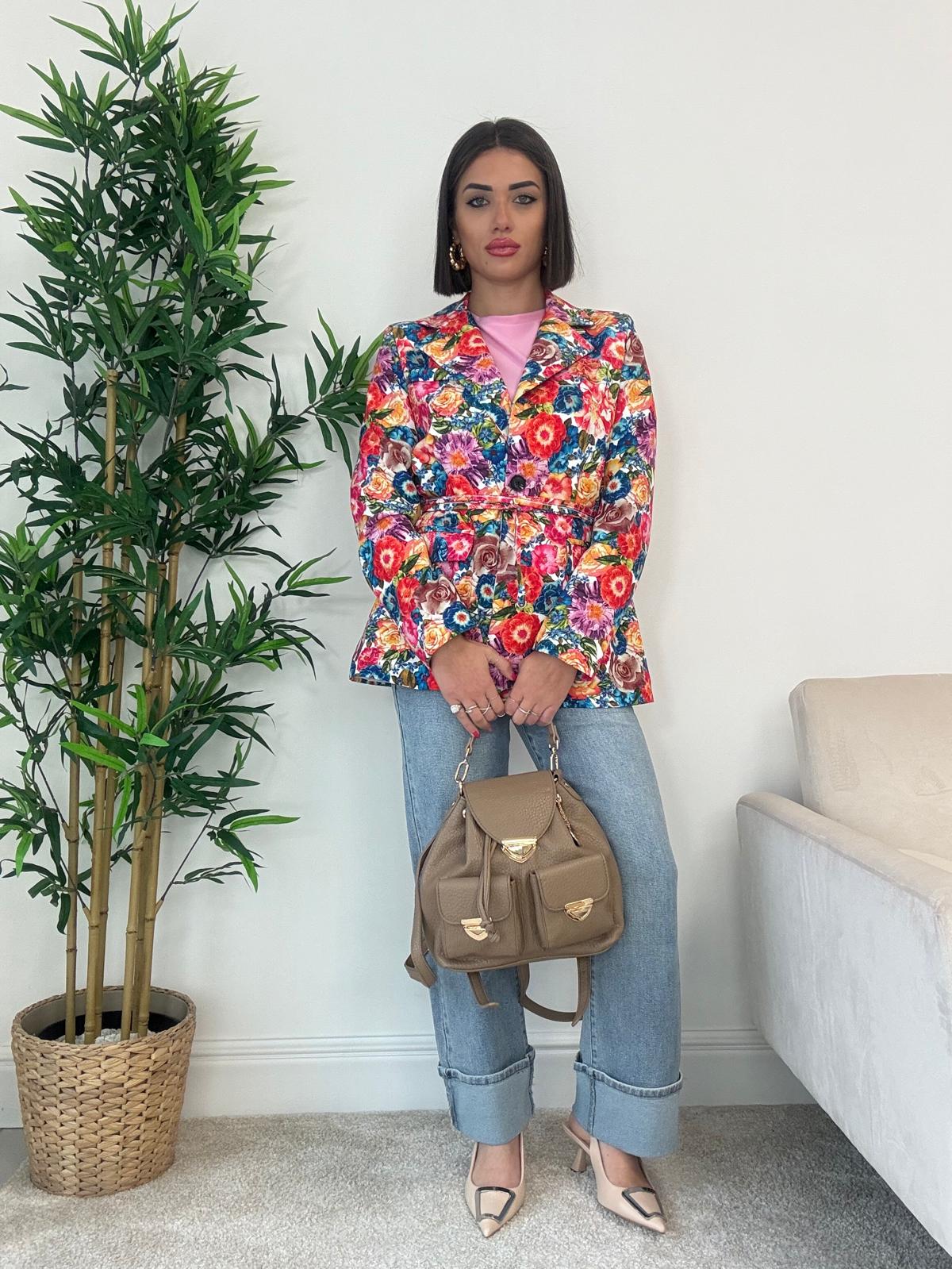Blazer mit Gürtel - Floral
