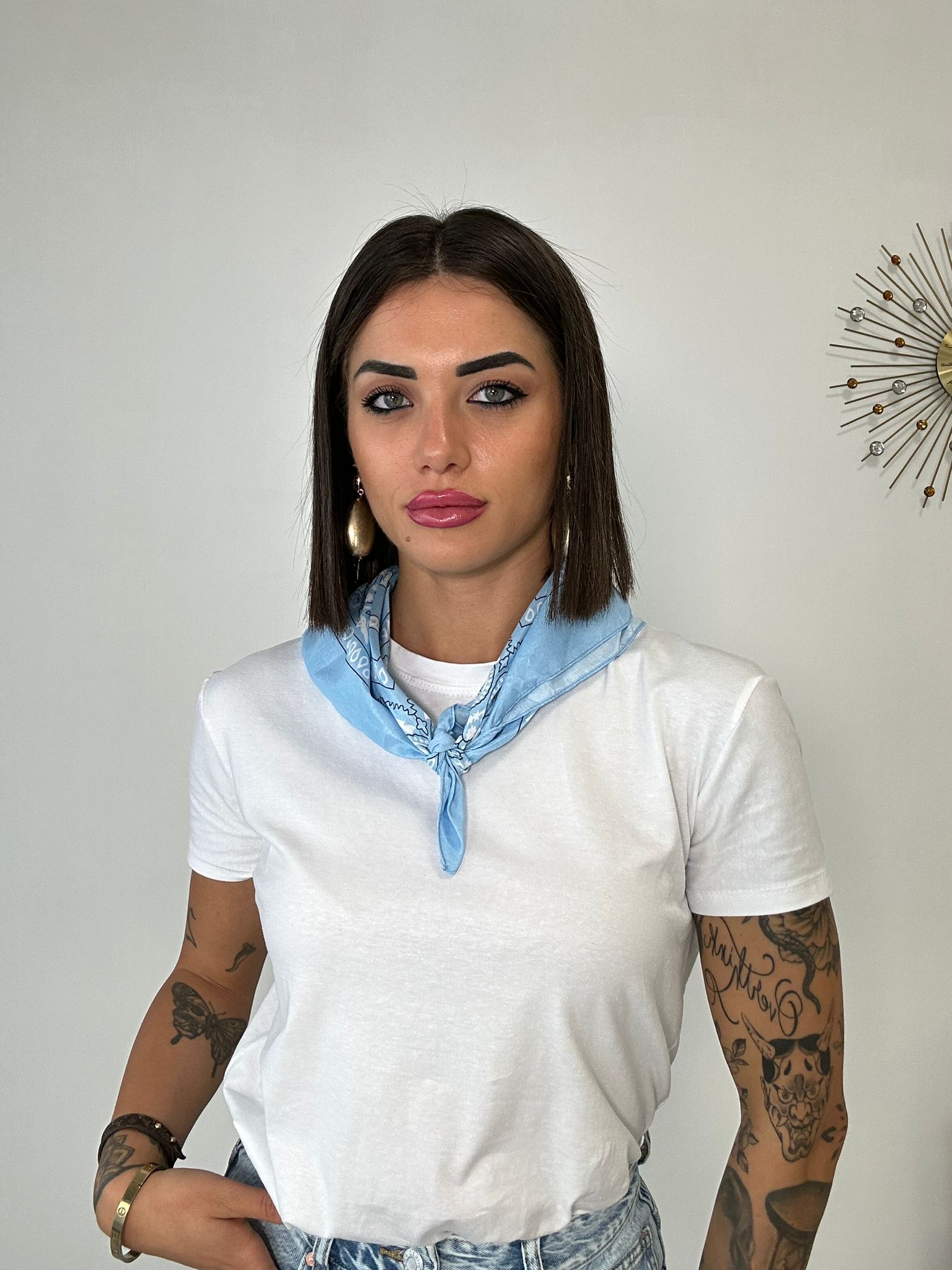 T-shirt con bandana -  Azzurro