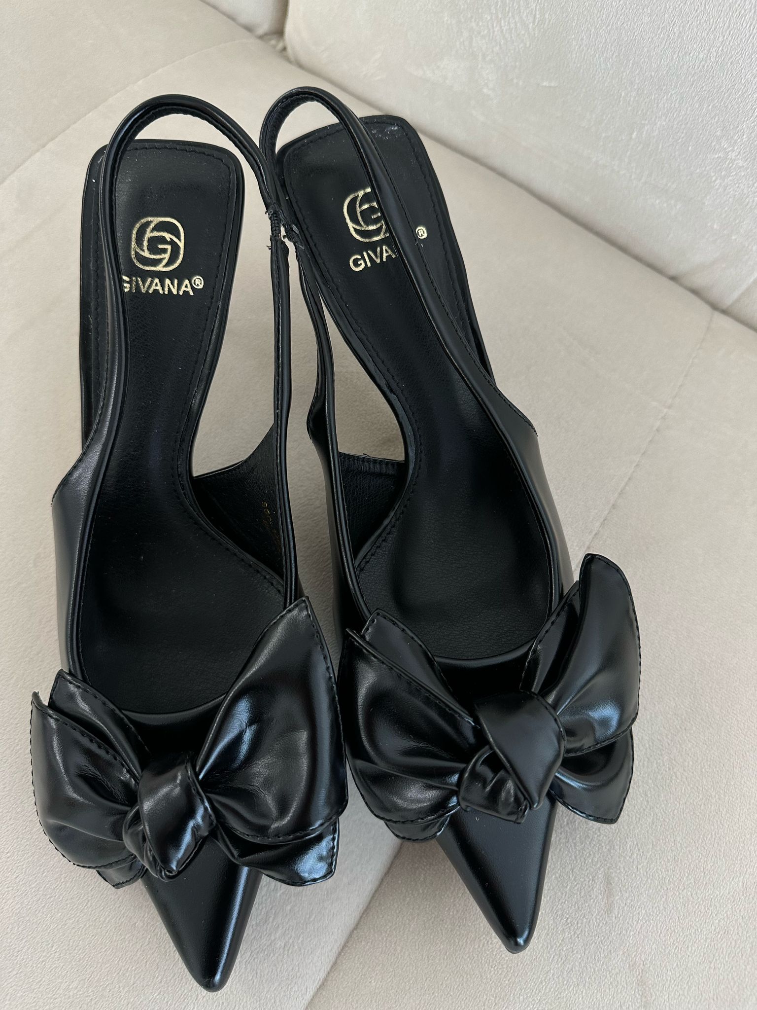 Décolleté Sling Back con fiocco - Nero