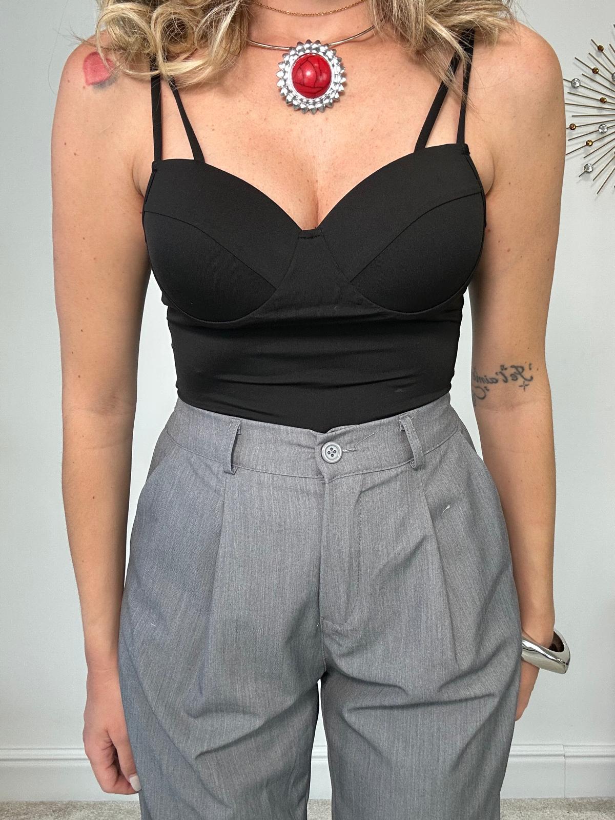 Body con coppe - Nero