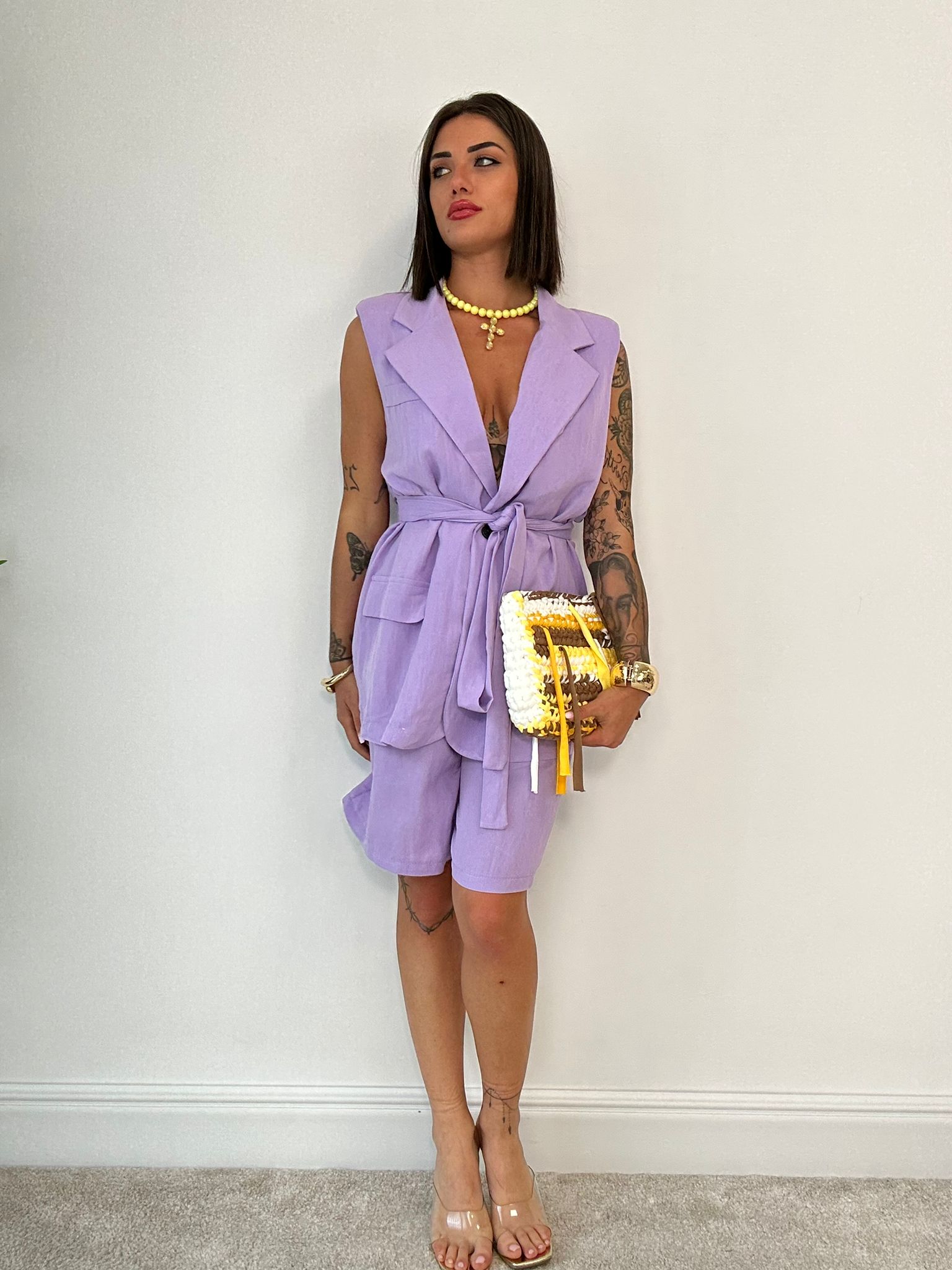 Coordinato Tropea (Blazer Smanicato + Bermuda) Lilla