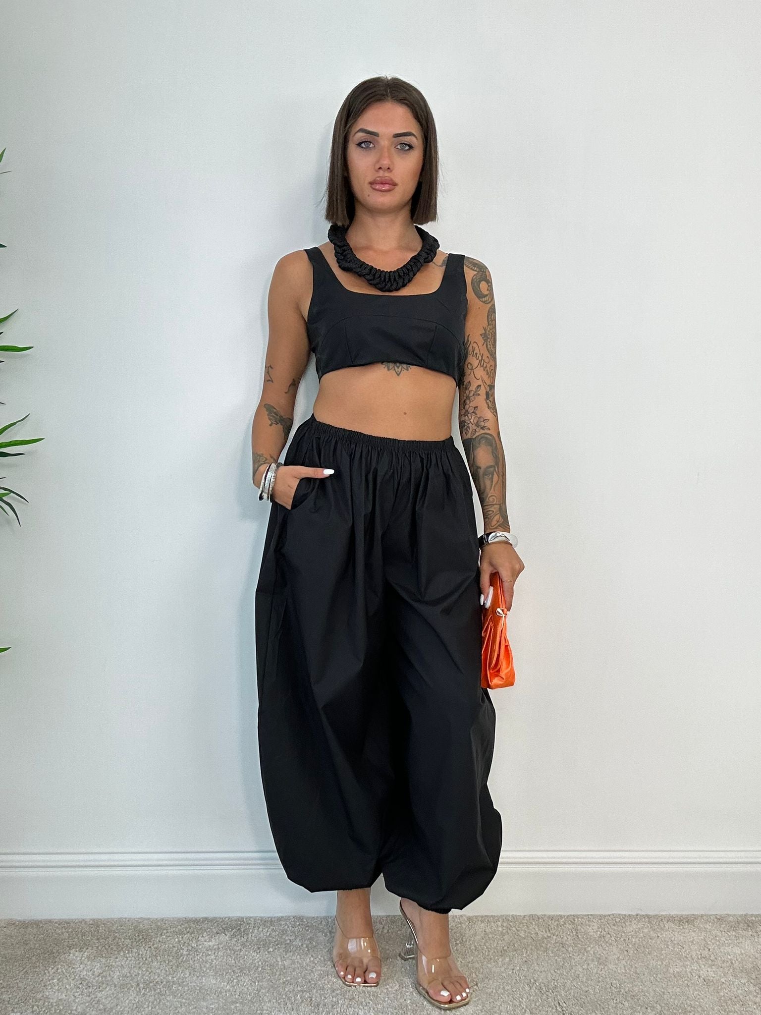 Coordinato Zoe (Top + Pantalone Balloon) Nero
