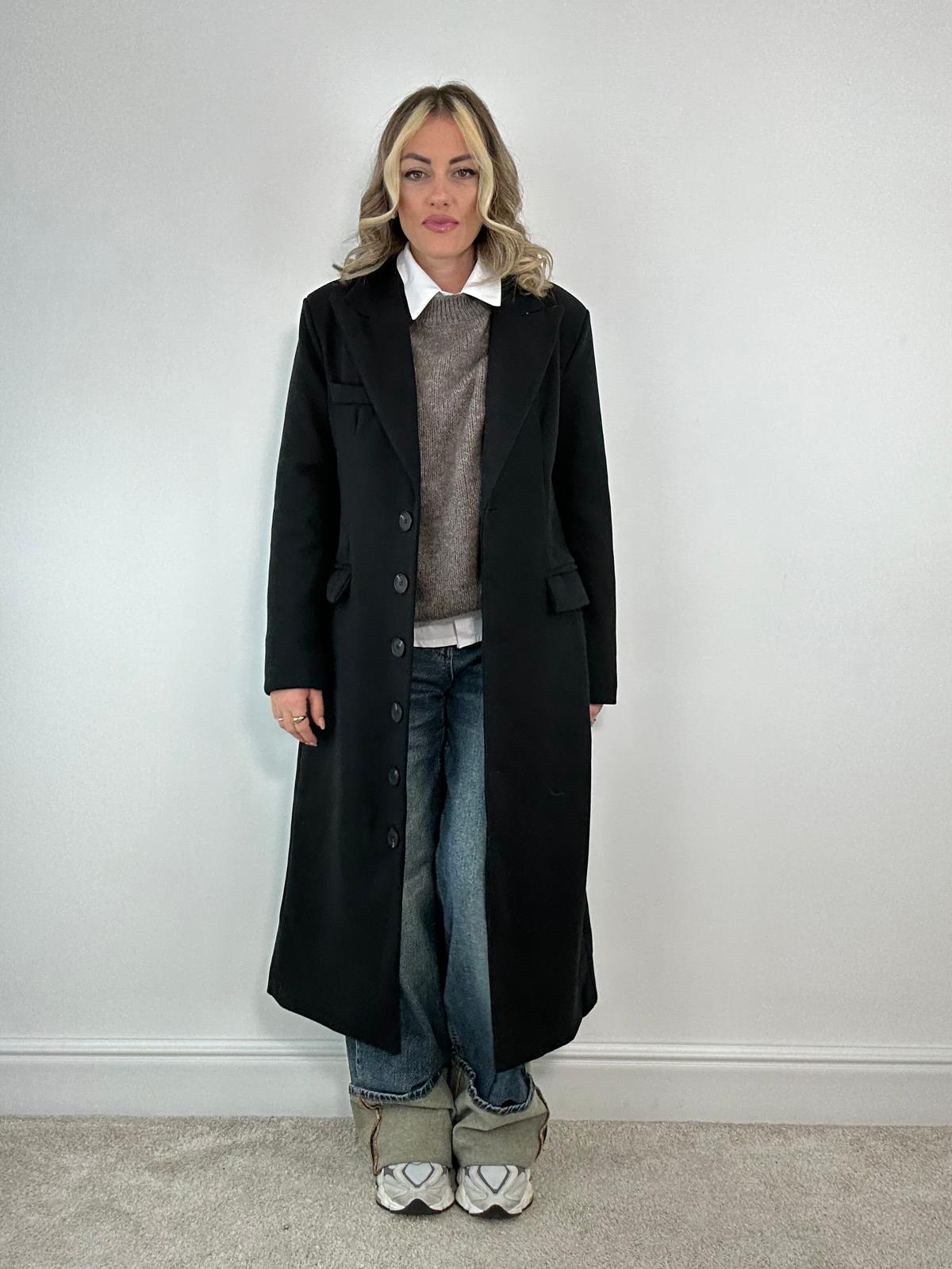 PRE ORDINE - DISPONIBILE DA MERCOLEDI' 5 NOVEMBRE Cappotto lungo 88802 - Nero