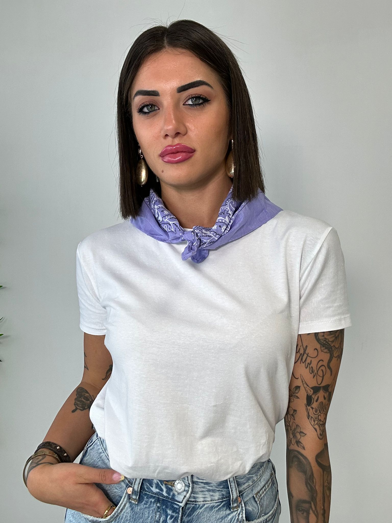T-shirt con bandana -  Lilla