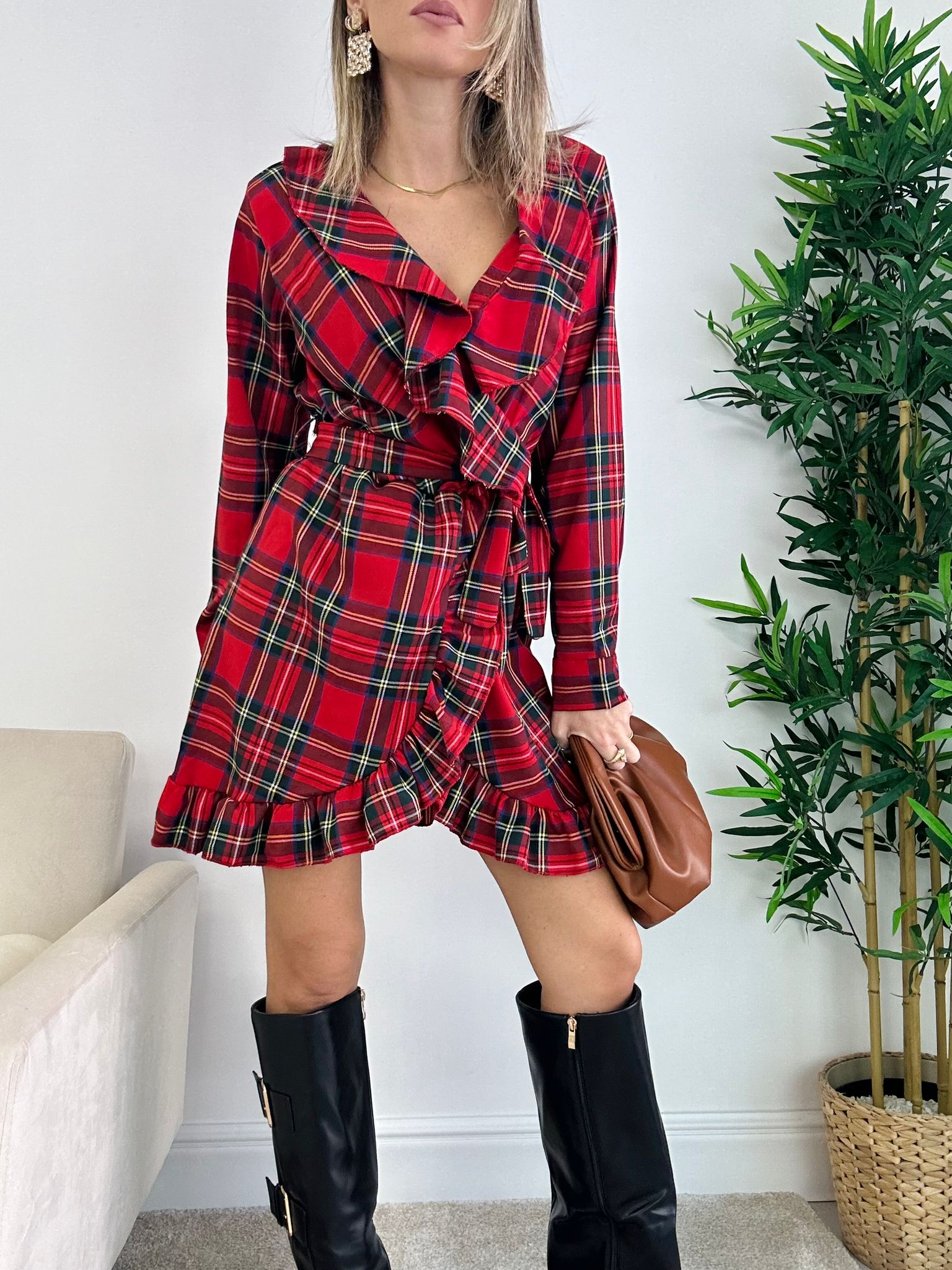Abito Tartan a Portafoglio - Rosso
