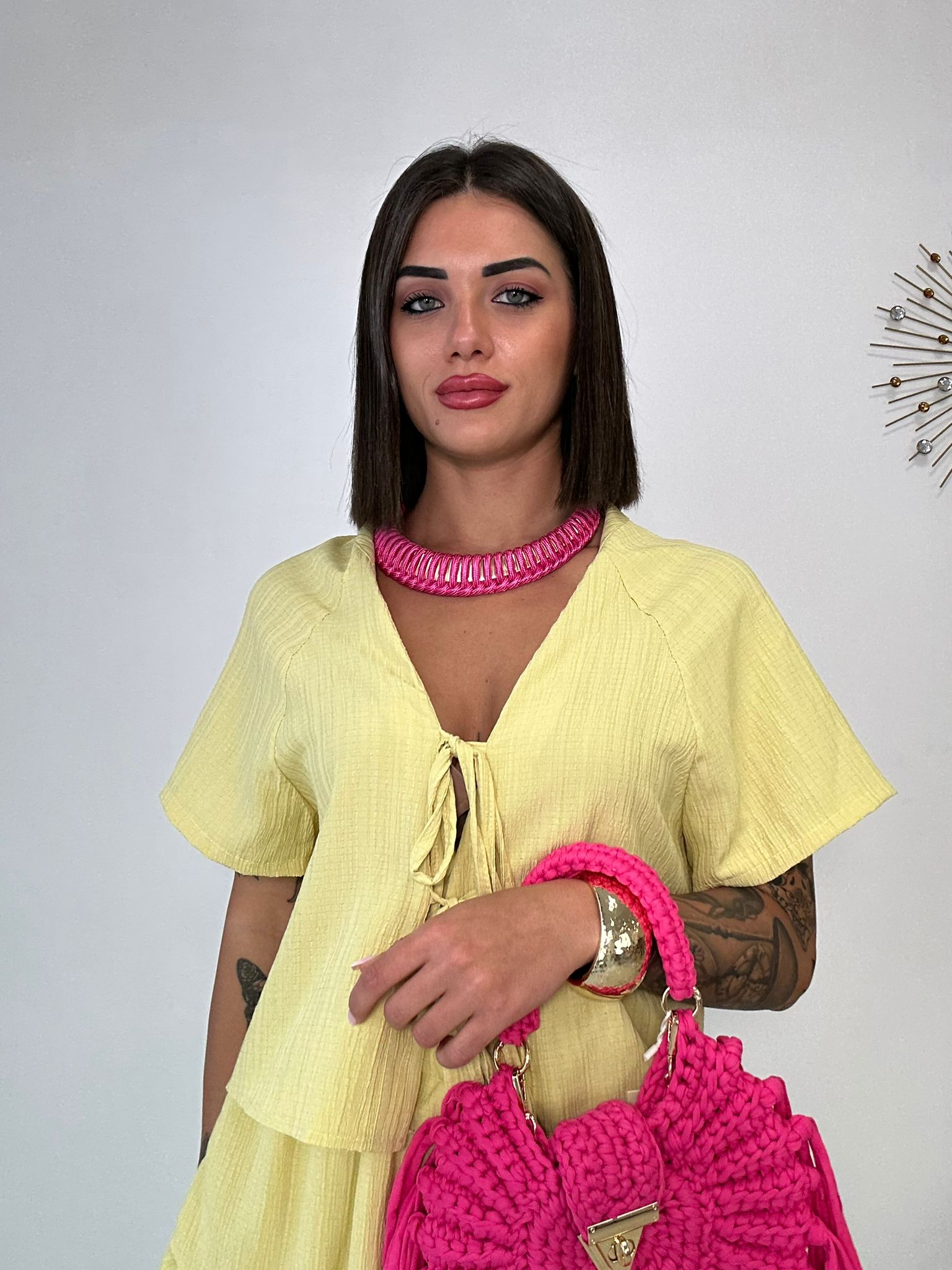 Coordinato Marta (Camicetta + Pantaloncino) Giallo Ocra