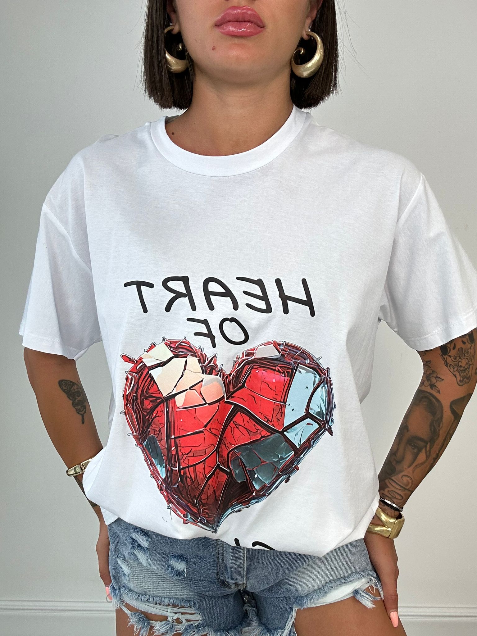Maxi T-shirt Heart Of Glass - Bianco