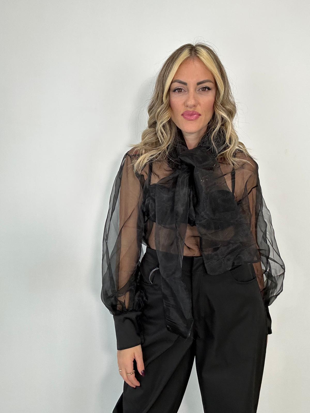 Camicia velata F0550 - Nero