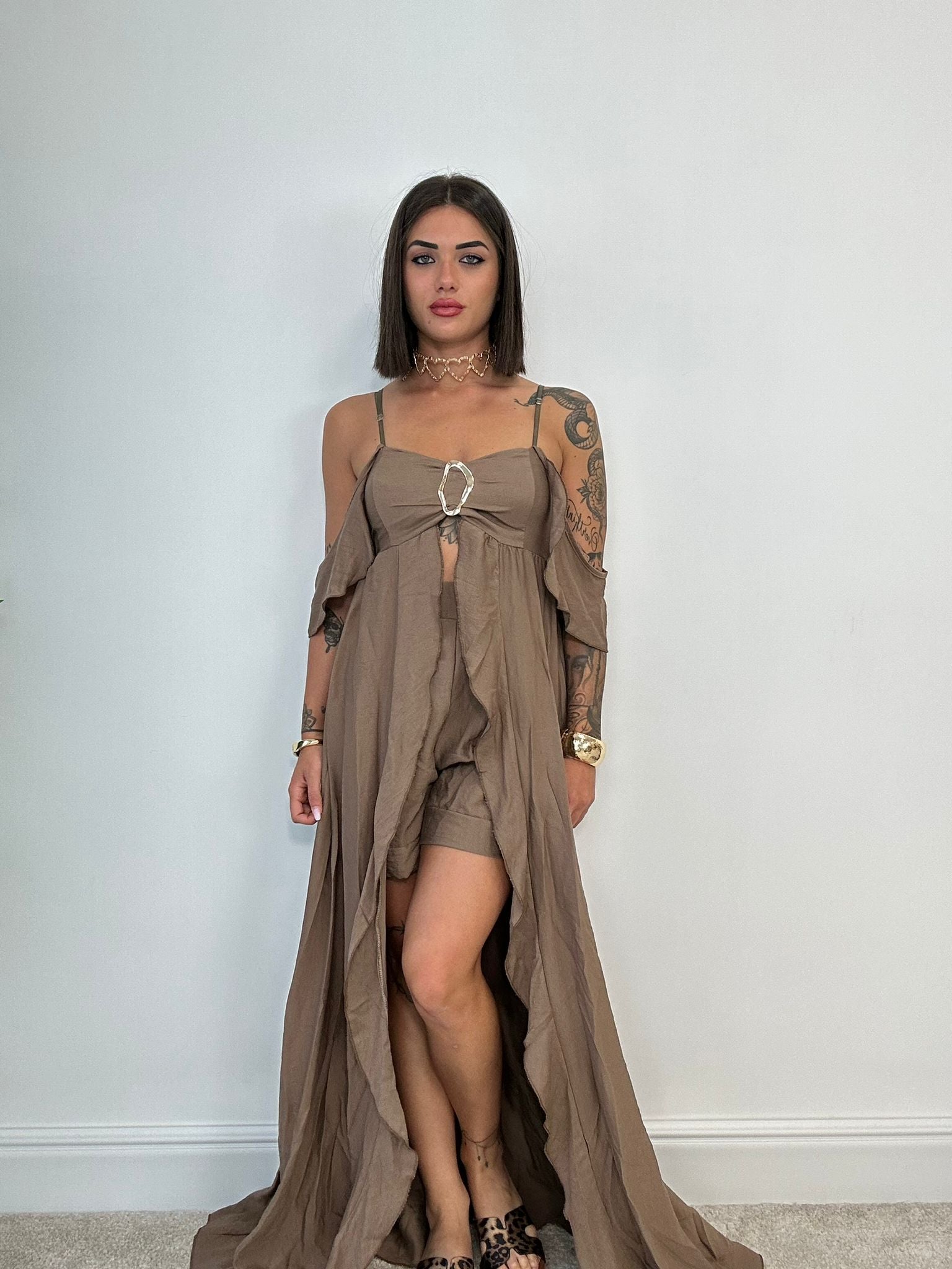 Coordinato Tahiti (Top Lungo + Pantaloncino) Marrone