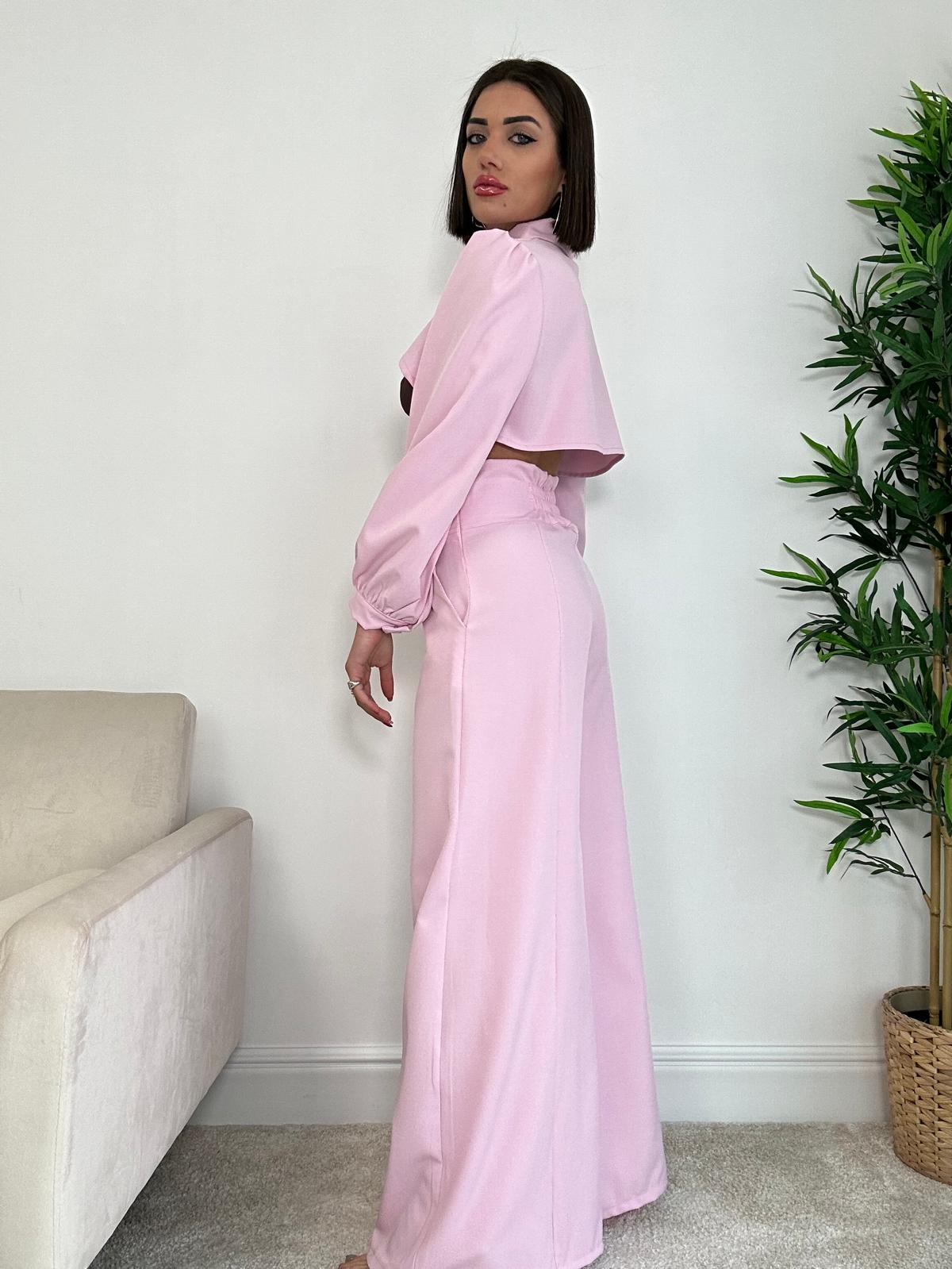 Coordinato Sofia (Giacca Crop + Pantalone) Rosa