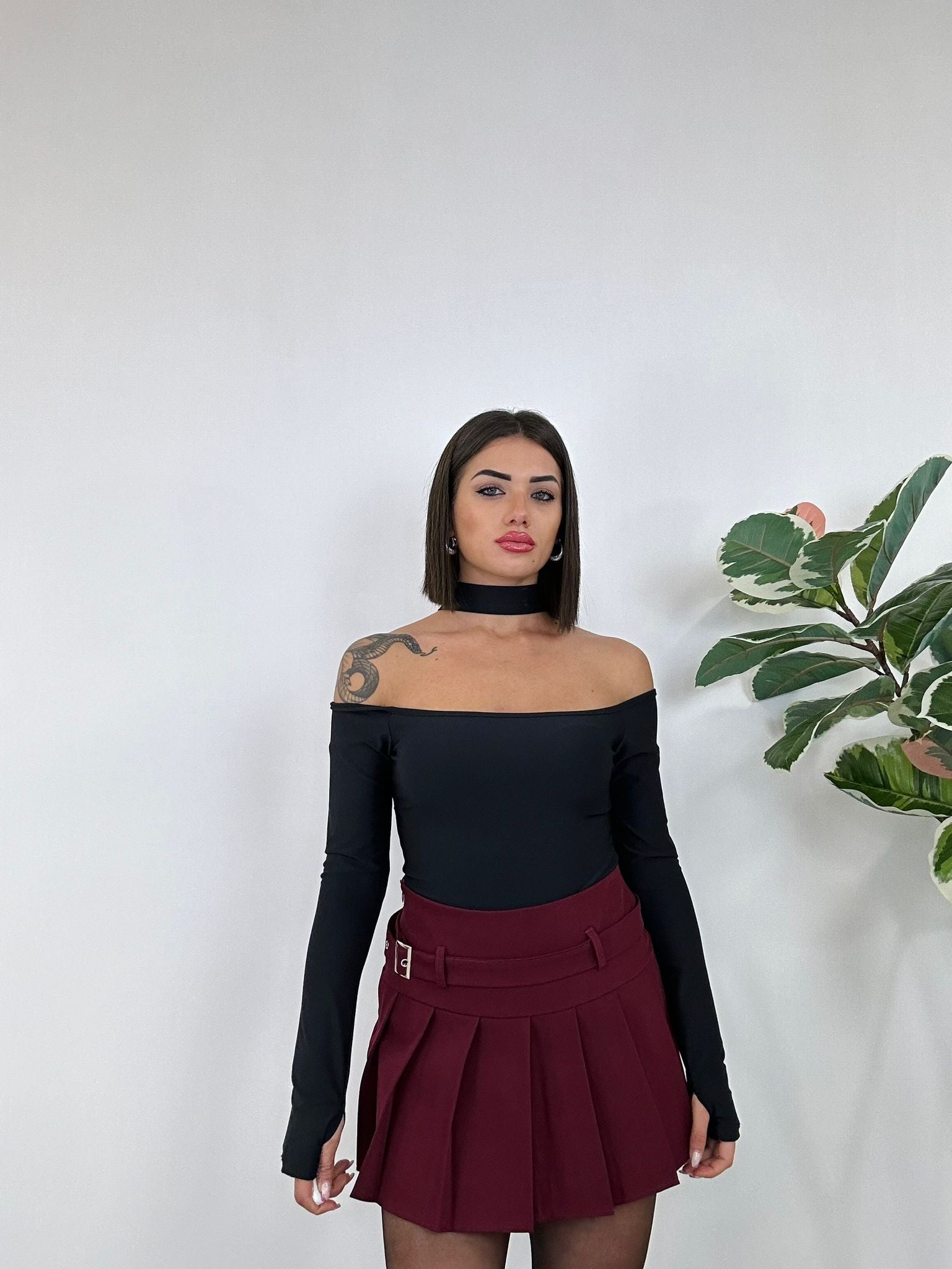Gonna pantaloncino Plissettata Jenny - Bordeaux