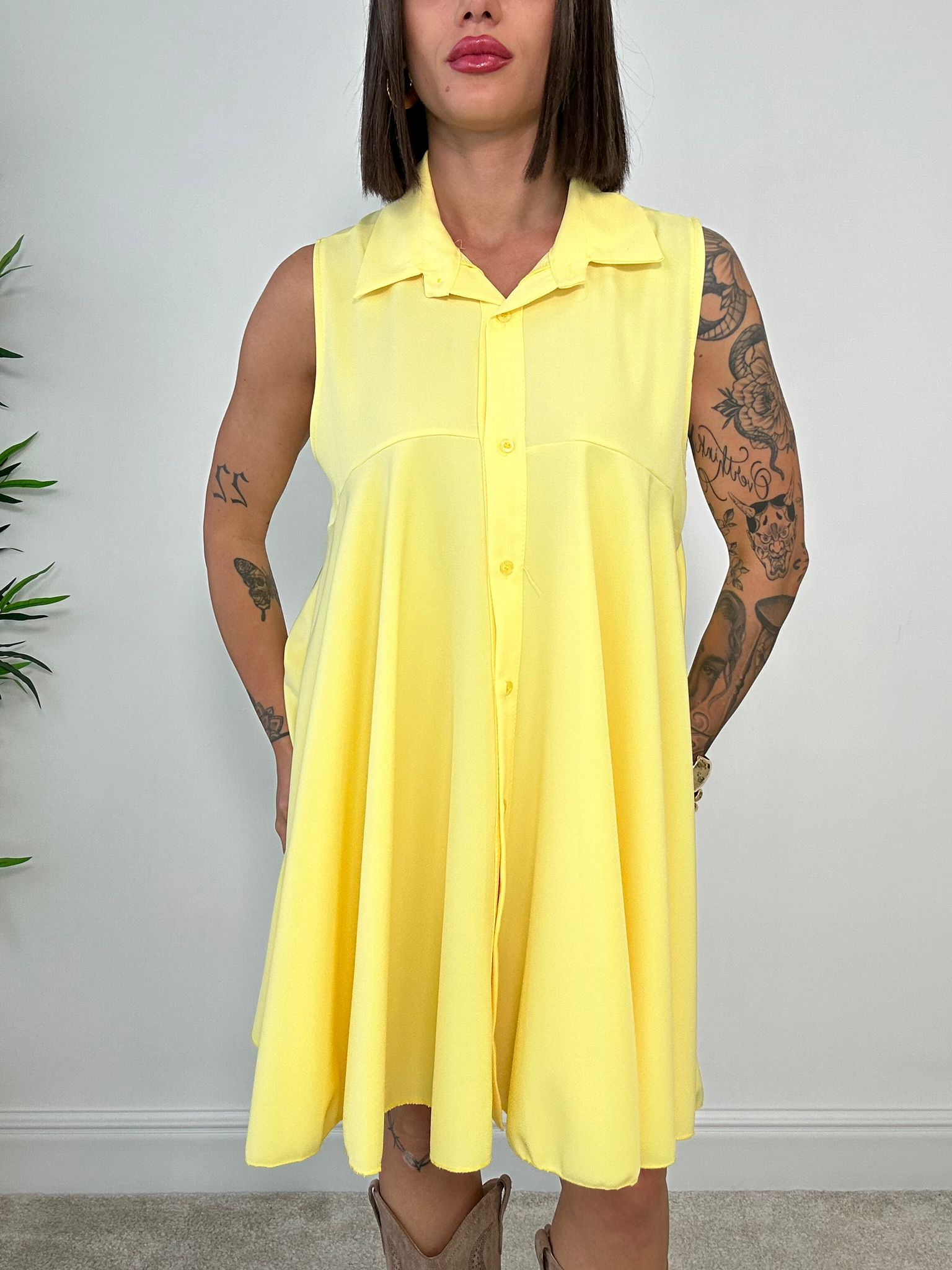 Abito Casual Smanicato - Giallo