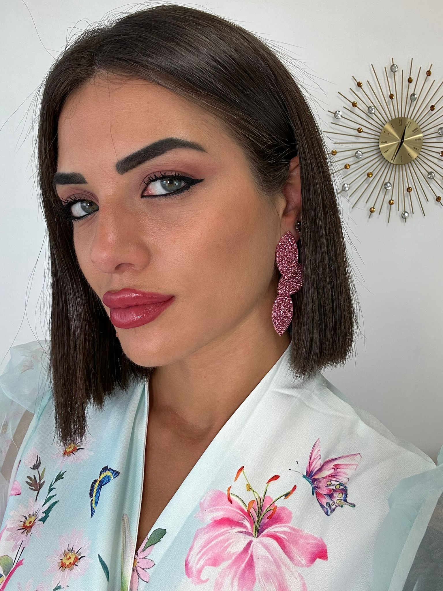 Orecchini a foglia pendenti - Rosa