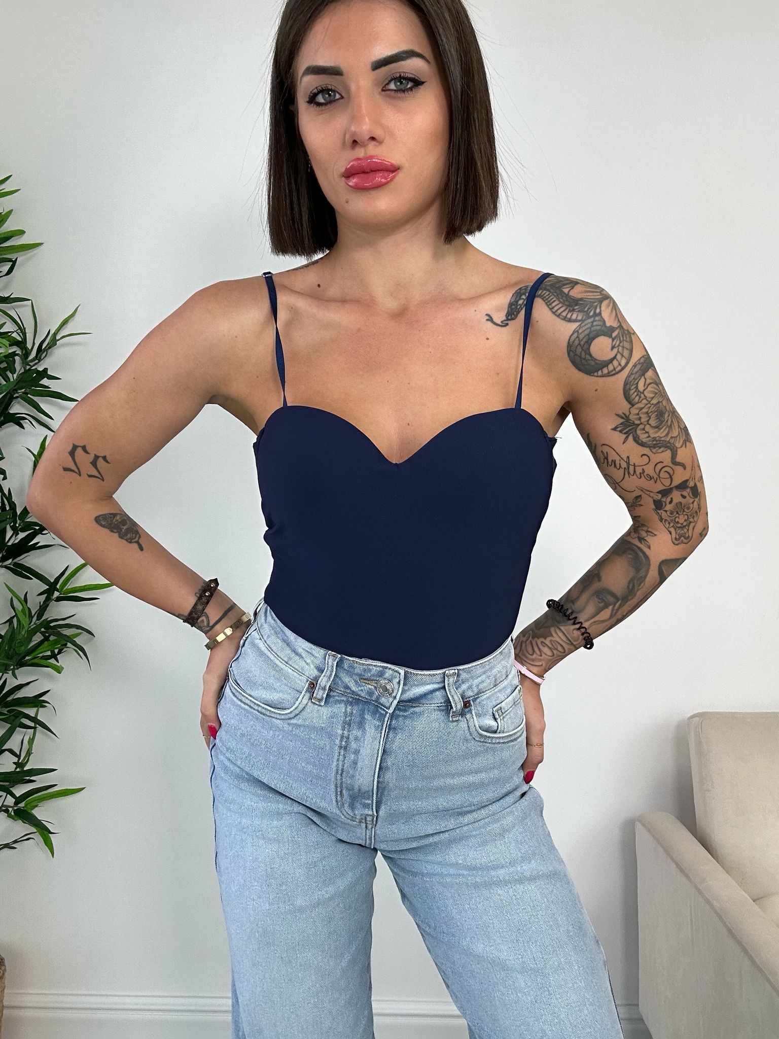 Body Scollo a Cuore - Blu Scuro
