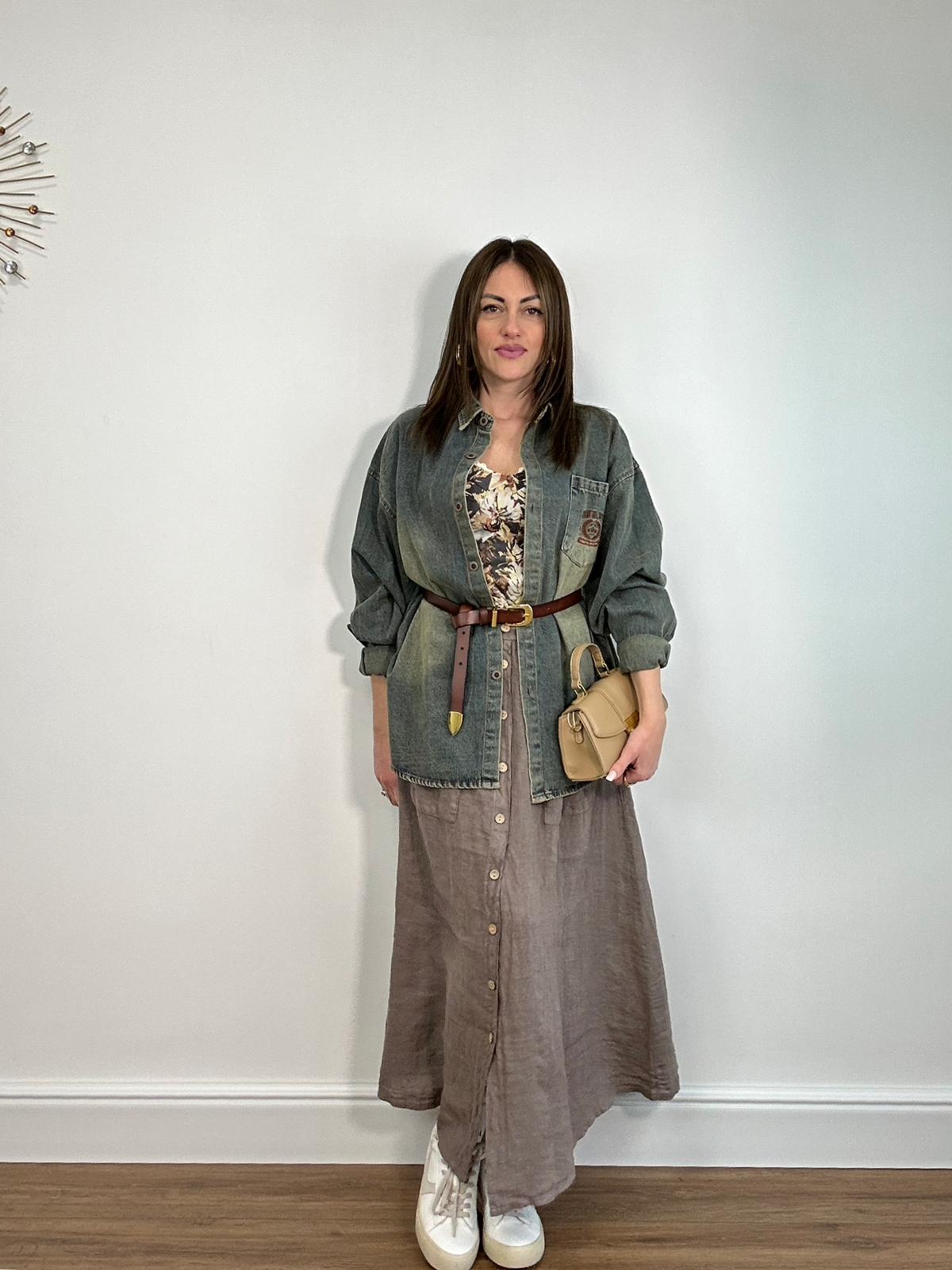 Gonna in Lino 25223 - Fango