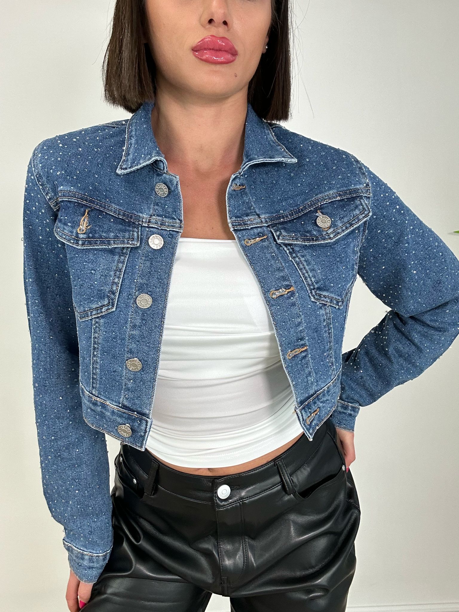 Giacca Crop Shine - Lavaggio Chiaro