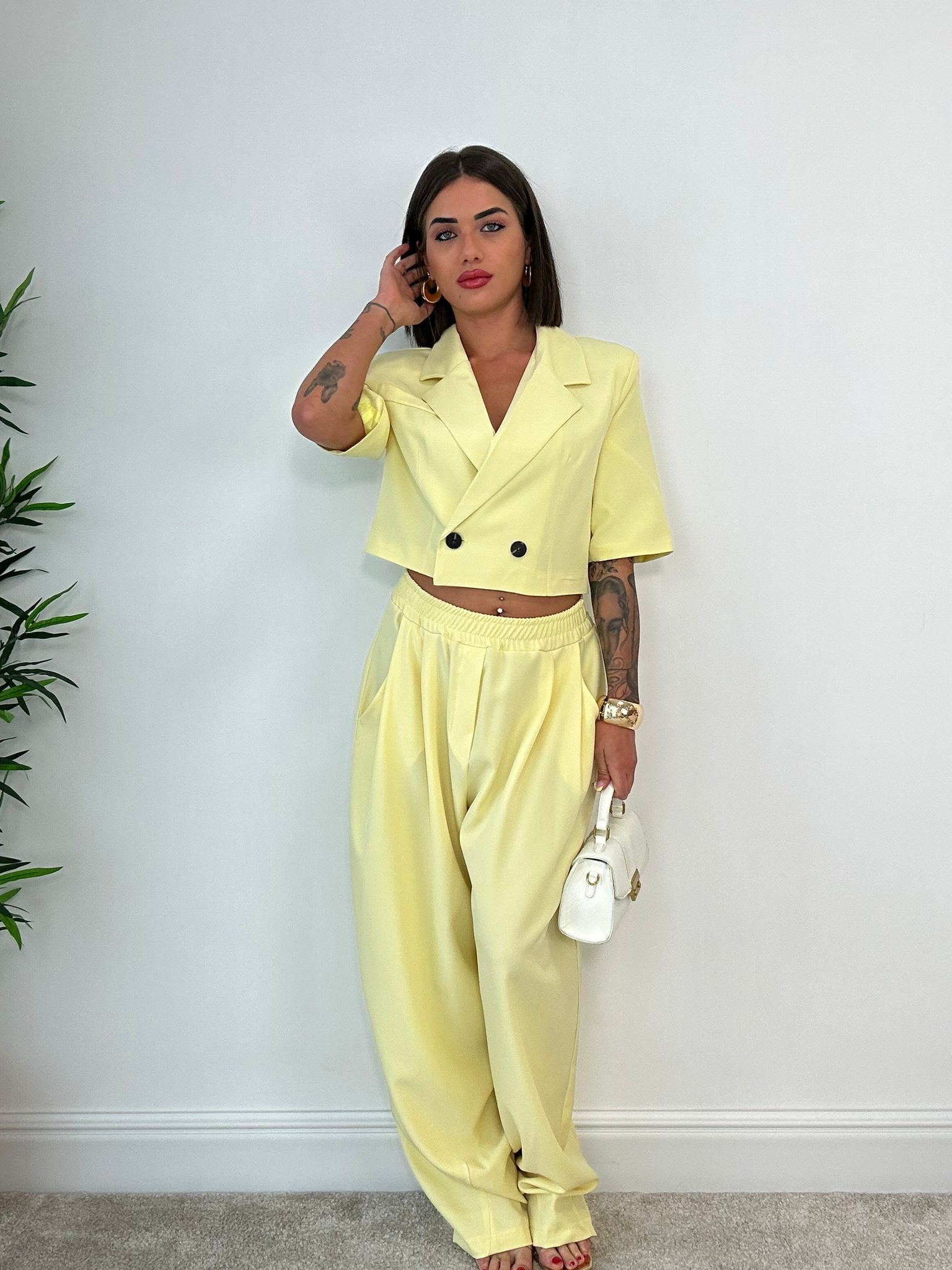Tailleur Toledo (Blazer crop + Pantalone) Giallo