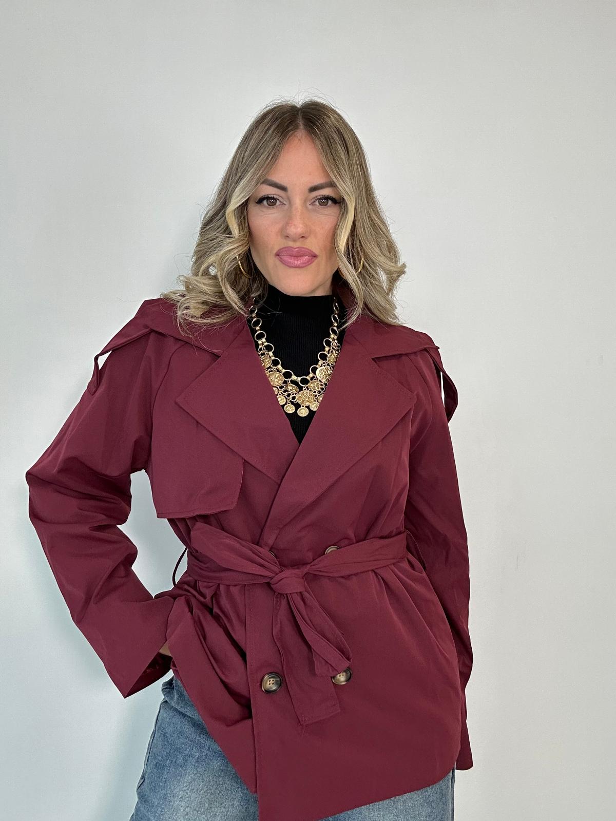 Kurzer Trenchcoat 5909 - Bordeaux