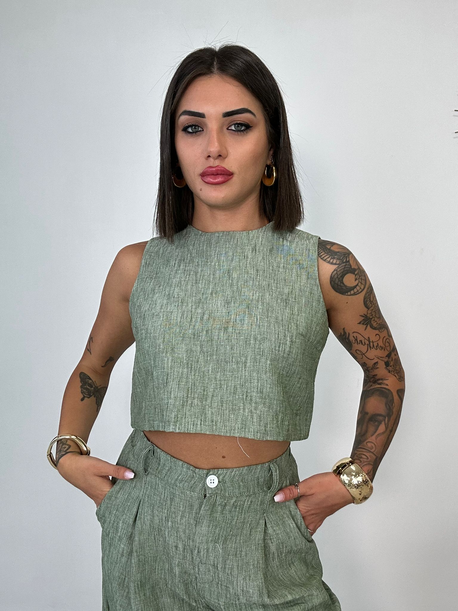 Coordinato Madrid (Top + Pantalone) Verde