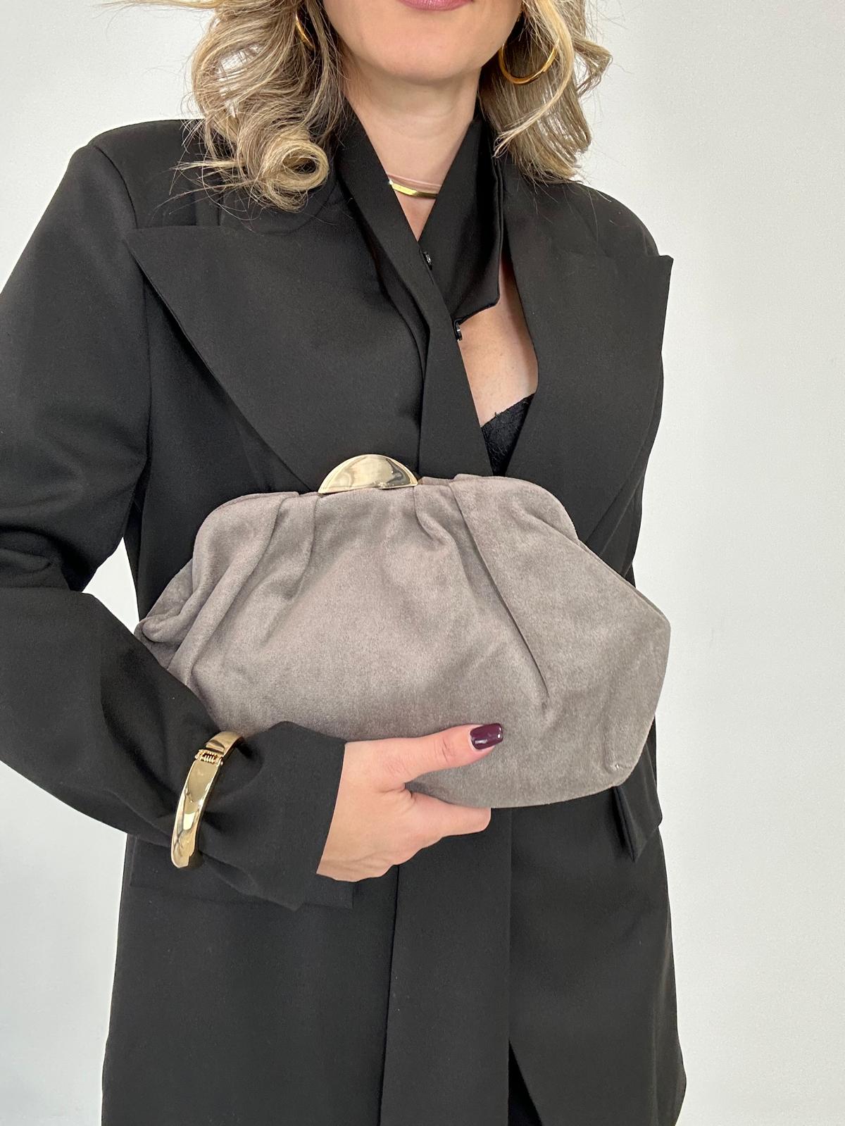 Pochette con gancetto oro - Grigio