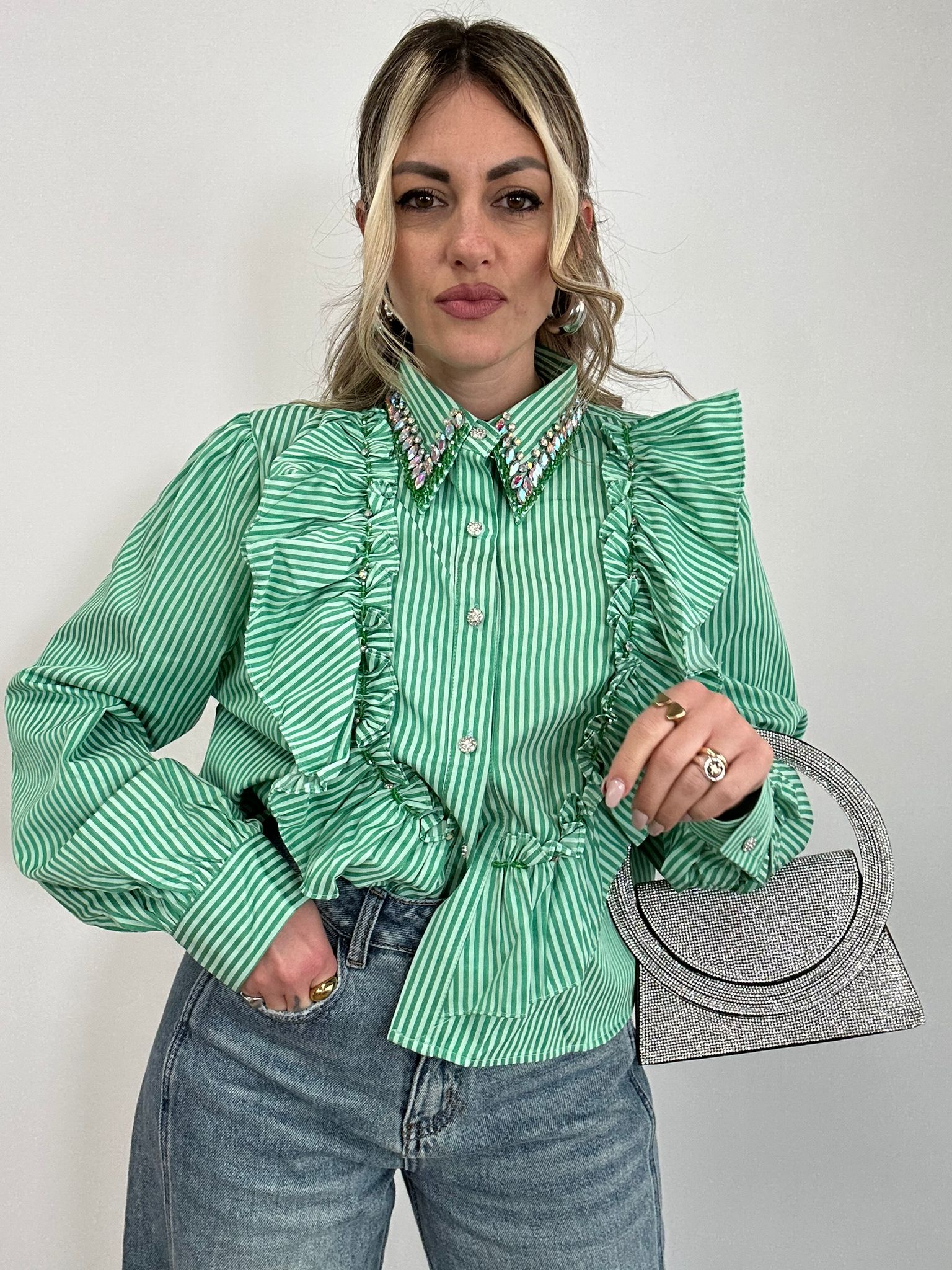 Borsa con strass - Argento