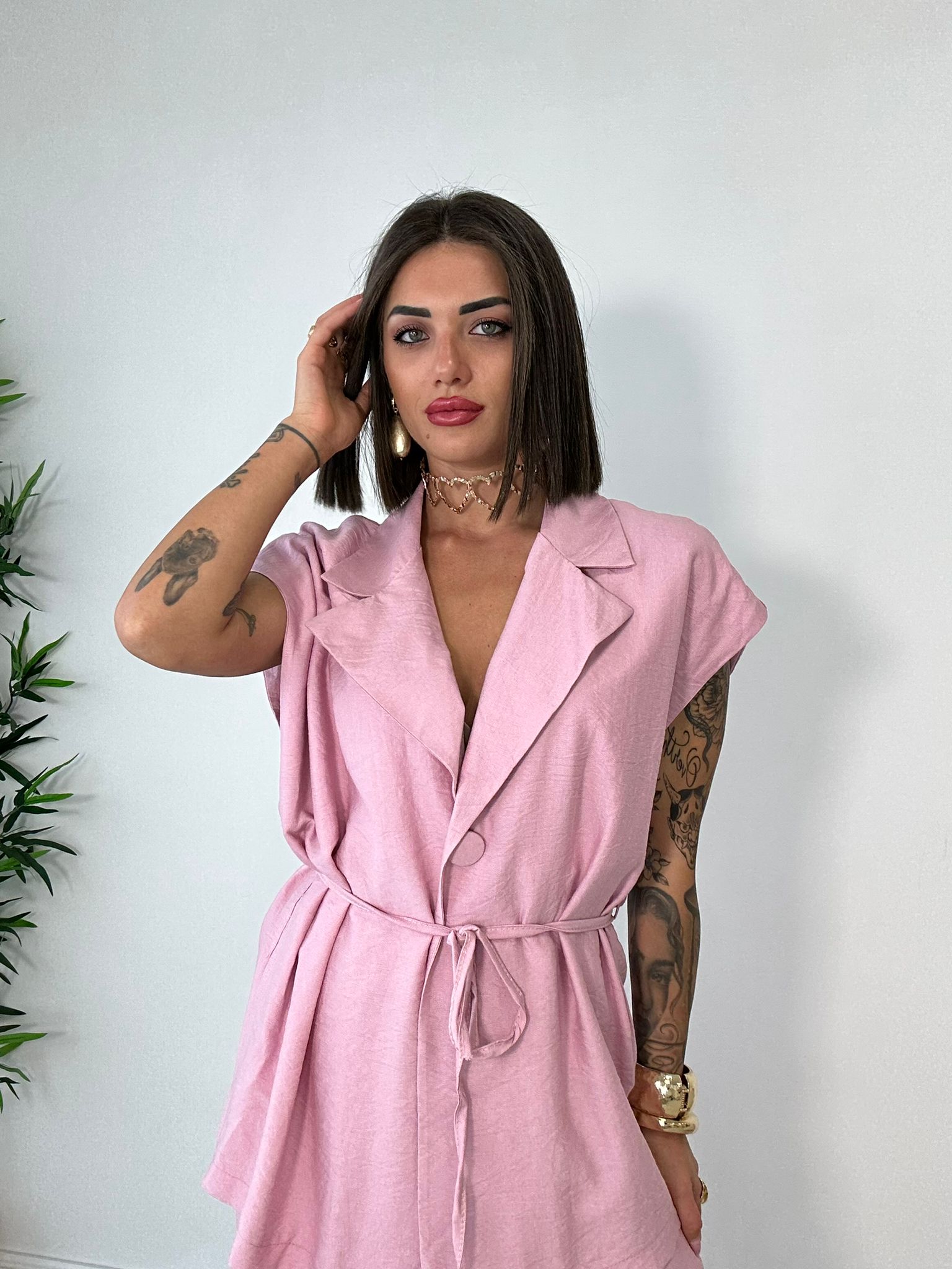 Coordinato Bahamas (Giacca Smanicata + Pantalone) Rosa