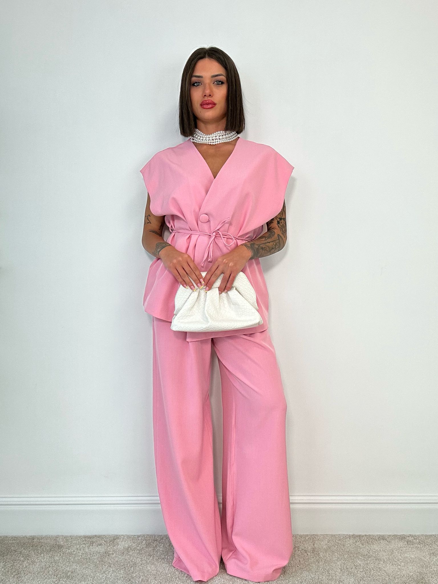 Coordinato Malaga (Giacca Smanicata+ Pantalone) Rosa