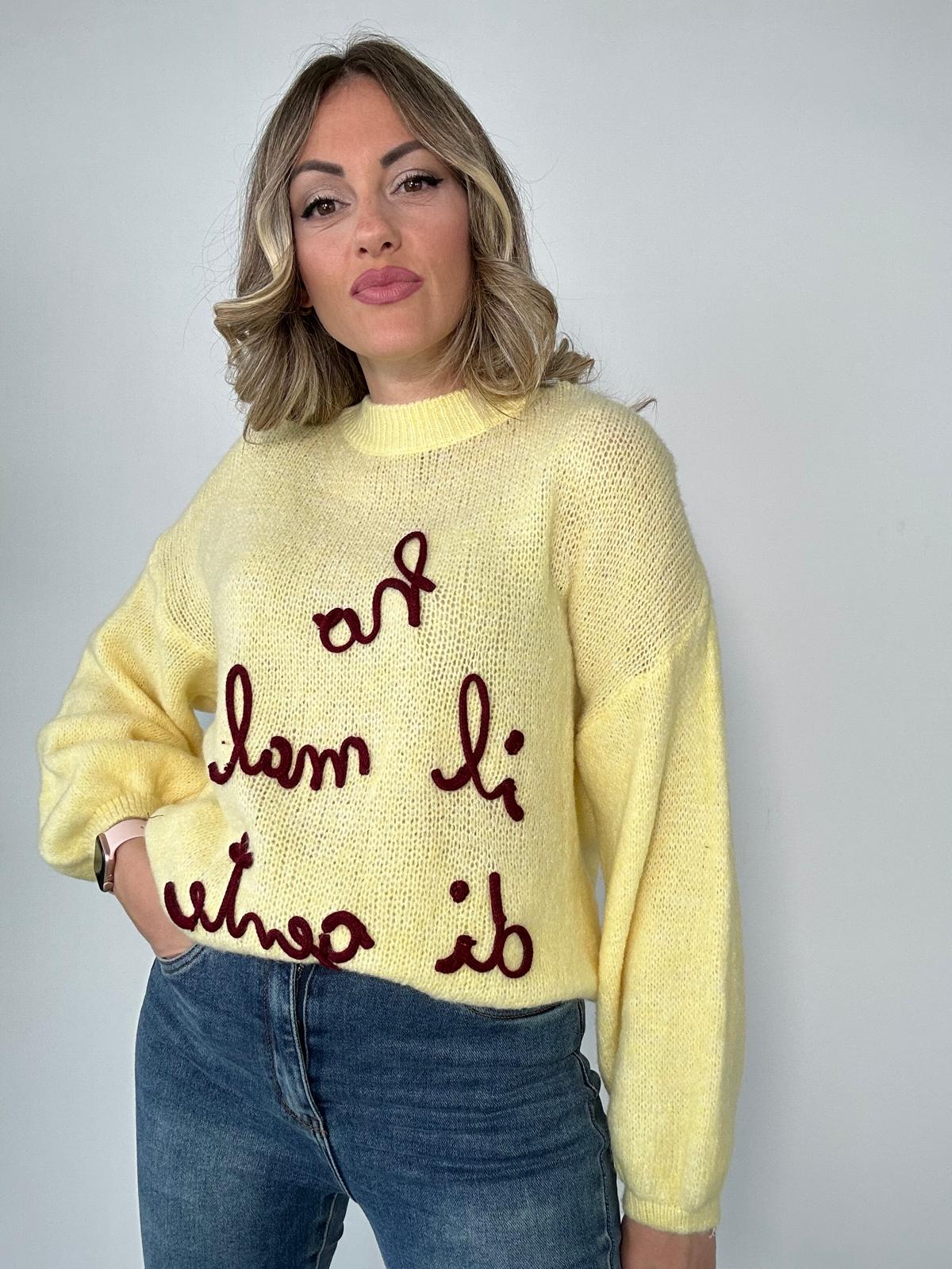 Maglione (ho il mal di gente ) A2903 - Giallo