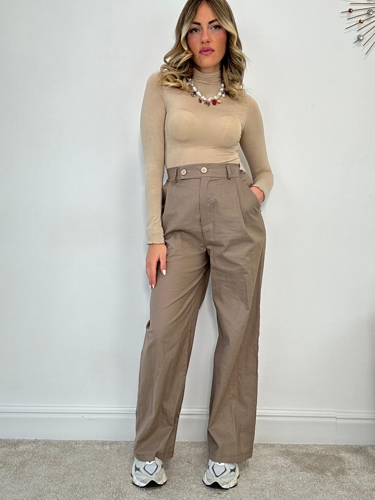 Pantalone in Lino 5845 - Fango